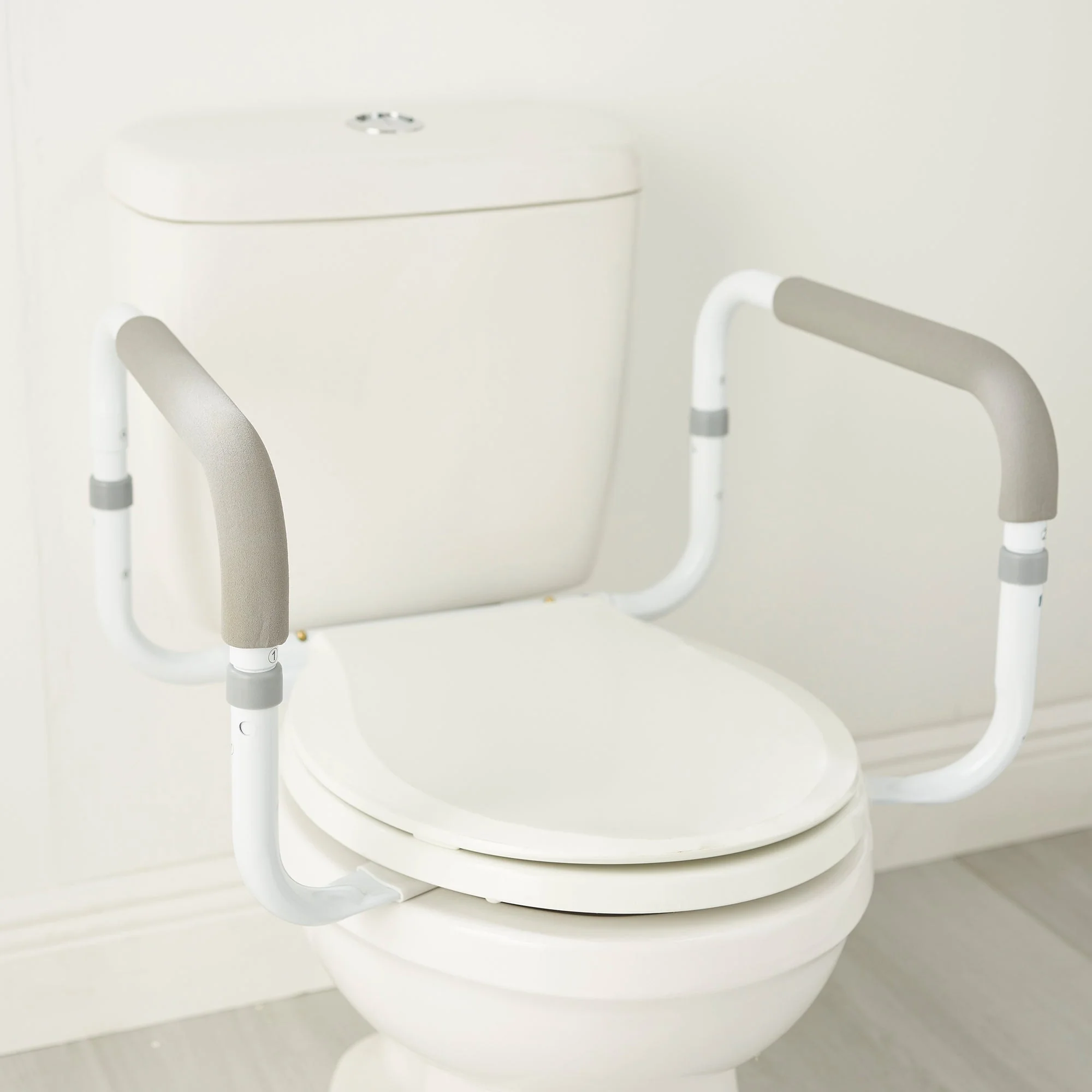 McKesson Brand McKesson Toilet Safety Rail, White Steel, Width-Adjustable (2/CS) - Image 4