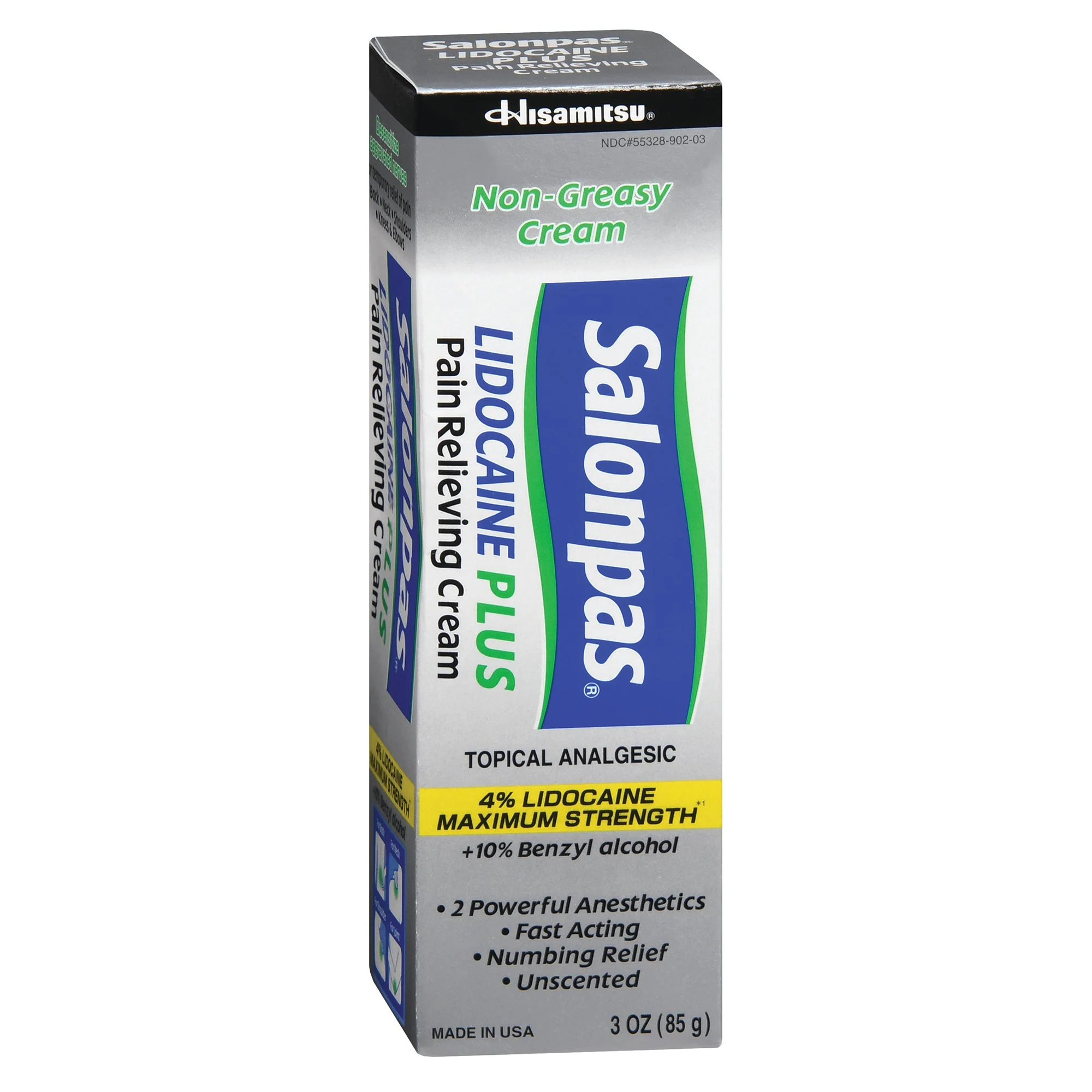 Emerson Healthcare Salonpas Lidocaine 4% Plus Pain Relieving Cream, 3-ounce Tube (36/CS)