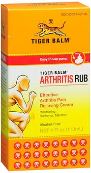 Prince of Peace Enterprises Tiger Balm Arthritis Rub, 11% Camphor and 11% Menthol, 4-ounce Pump Bottle