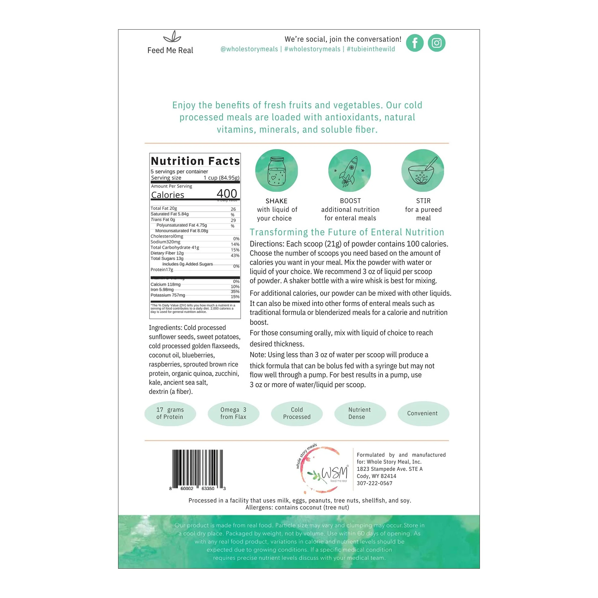 Whole Story Meals Oral Supplement Whole Story Meals Kale Quinoa Berry Flavor Powder 16 oz. Pouch (30/CS) - Image 2