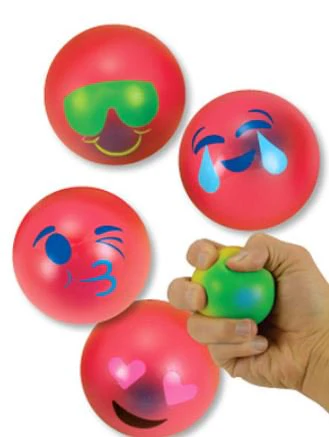 Medibadge Toys Kids Love Stickers 12 per Pack Emoji Squeeze Balls 2-1/2 Inch Diameter (12/PK)