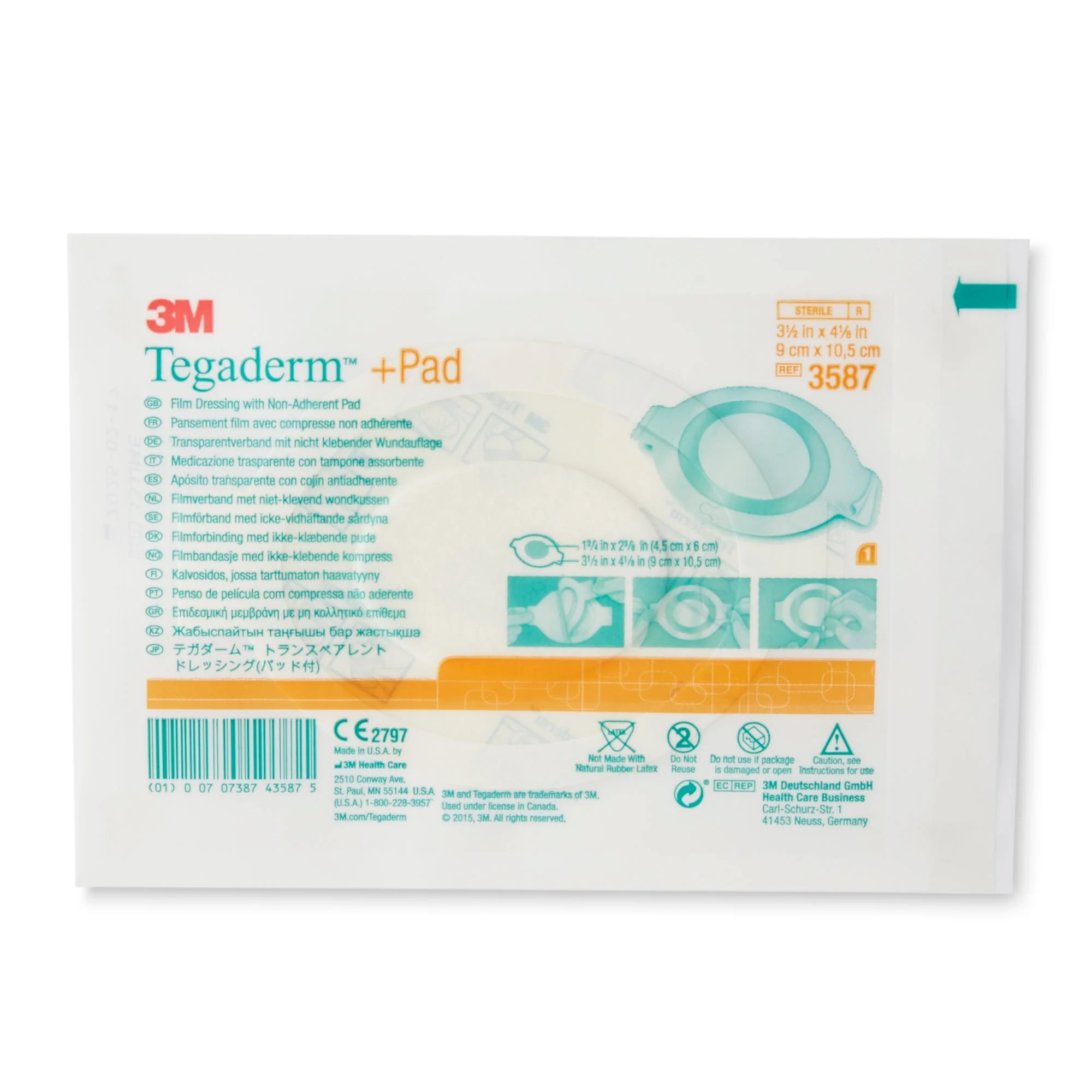 Solventum Corporation 3M Tegaderm Transparent Film Dressing with Pad, 3.5 x 4 Inch (100/CS) - Image 3