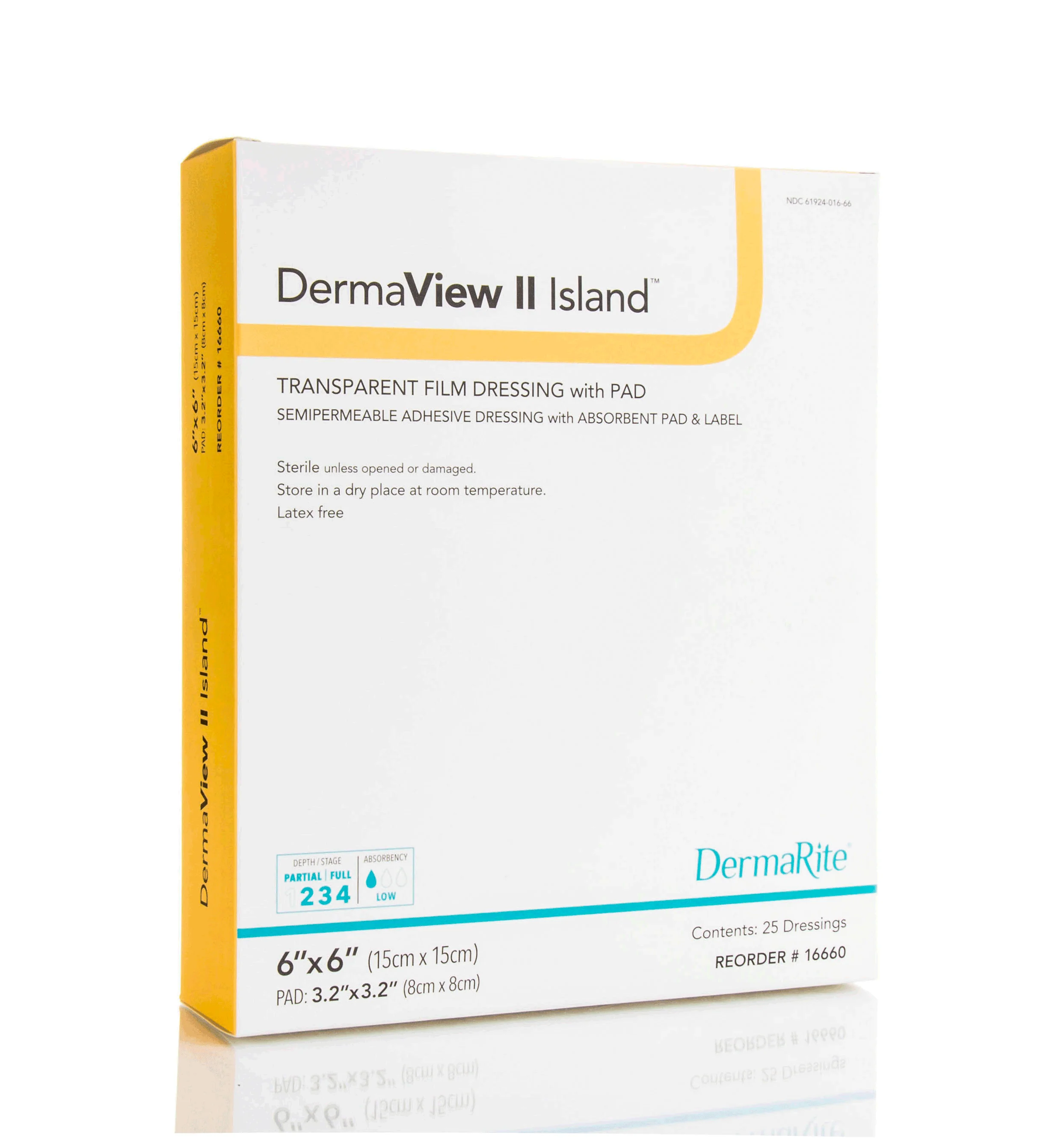 Sion Brands LLC DermaView II Island Transparent Film Dressing with Pad, 6 x 6 Inch (25/BX)