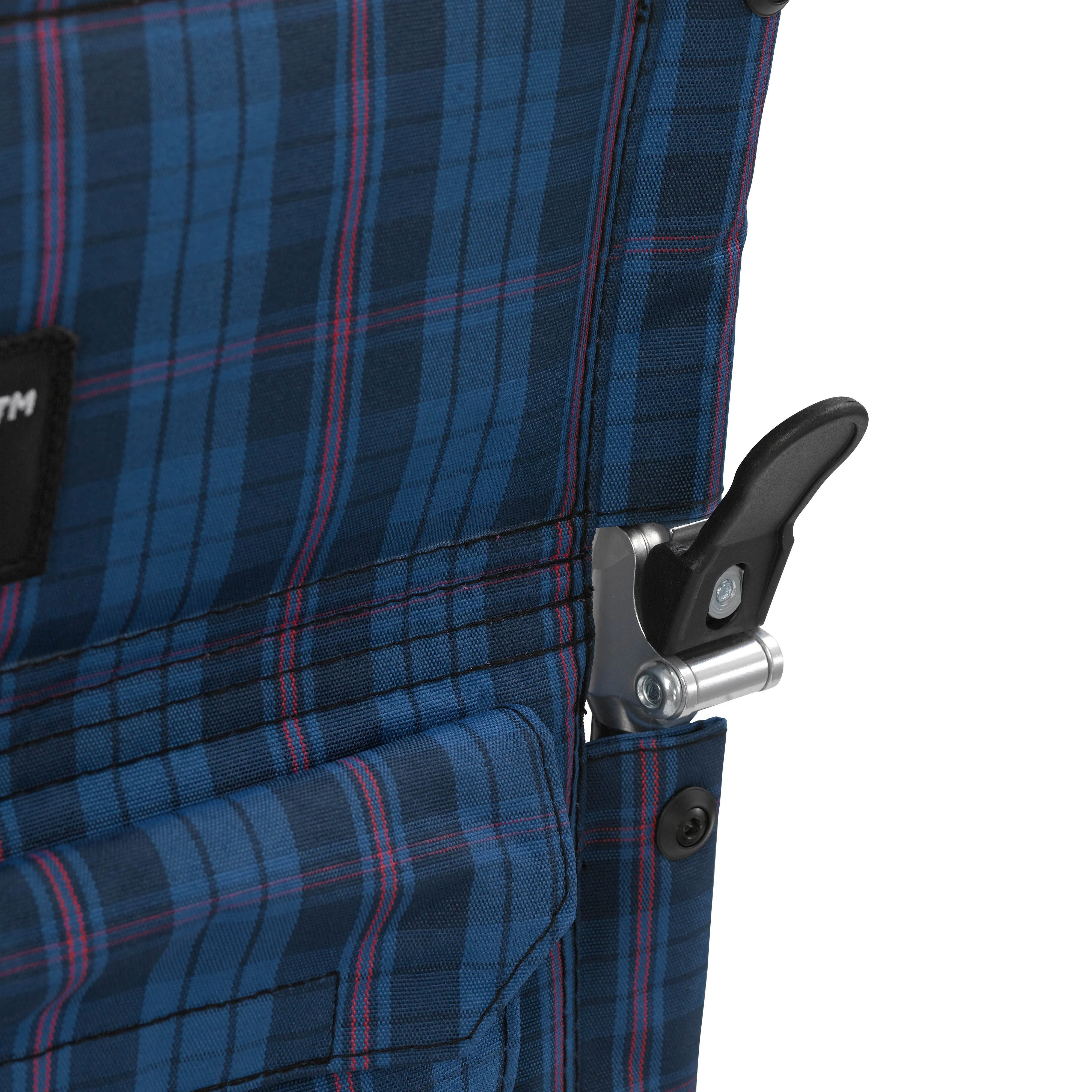 Drive DeVilbiss Healthcare drive Fly-Lite Ultra Transport Wheelchair, Blue Frame w/ Plaid Upholstery - Image 4