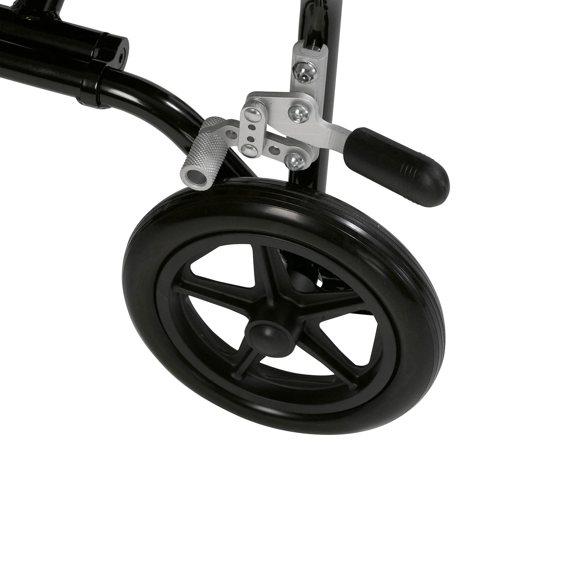 Drive DeVilbiss Healthcare drive Fly-Lite Ultra Transport Wheelchair, Blue Frame w/ Plaid Upholstery - Image 5