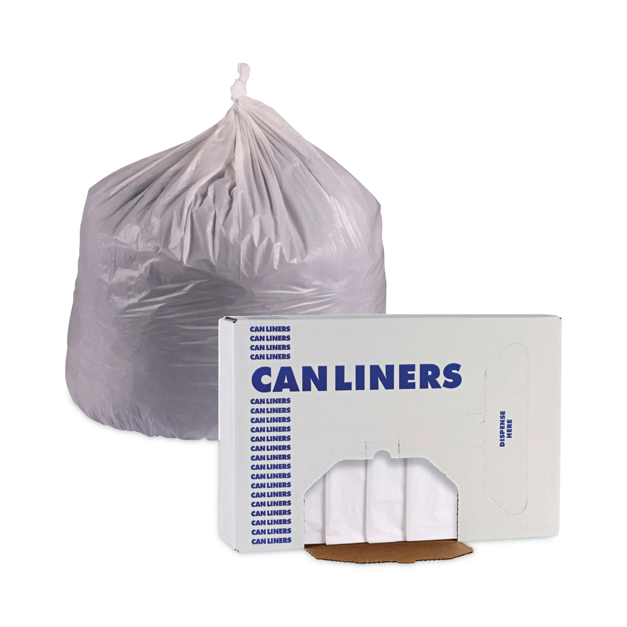 Essendant Co/United Stationers Trash Bag Boardwalk 60 gal. 0.70 mil 38 X 58 Inch White Industrial Strength Star Seal Bottom Flat Pack (100/CS) - Image 2