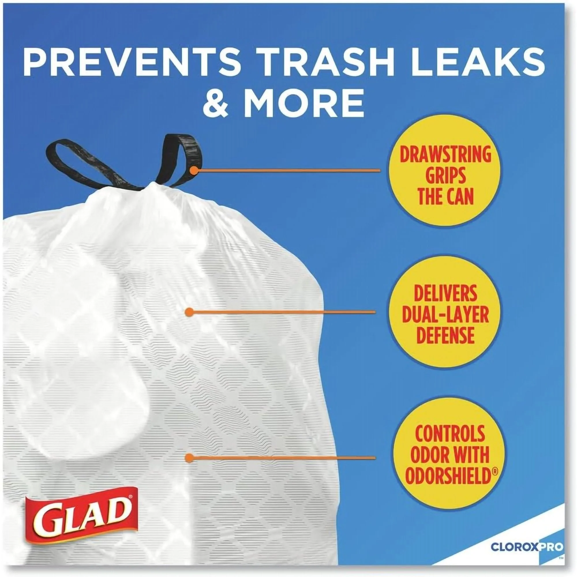 The Clorox Company Trash Bag Glad 13 gal. 0.72 mil 12 X 24 Inch White Tall Kitchen Dispenser Box (4/CS) - Image 2