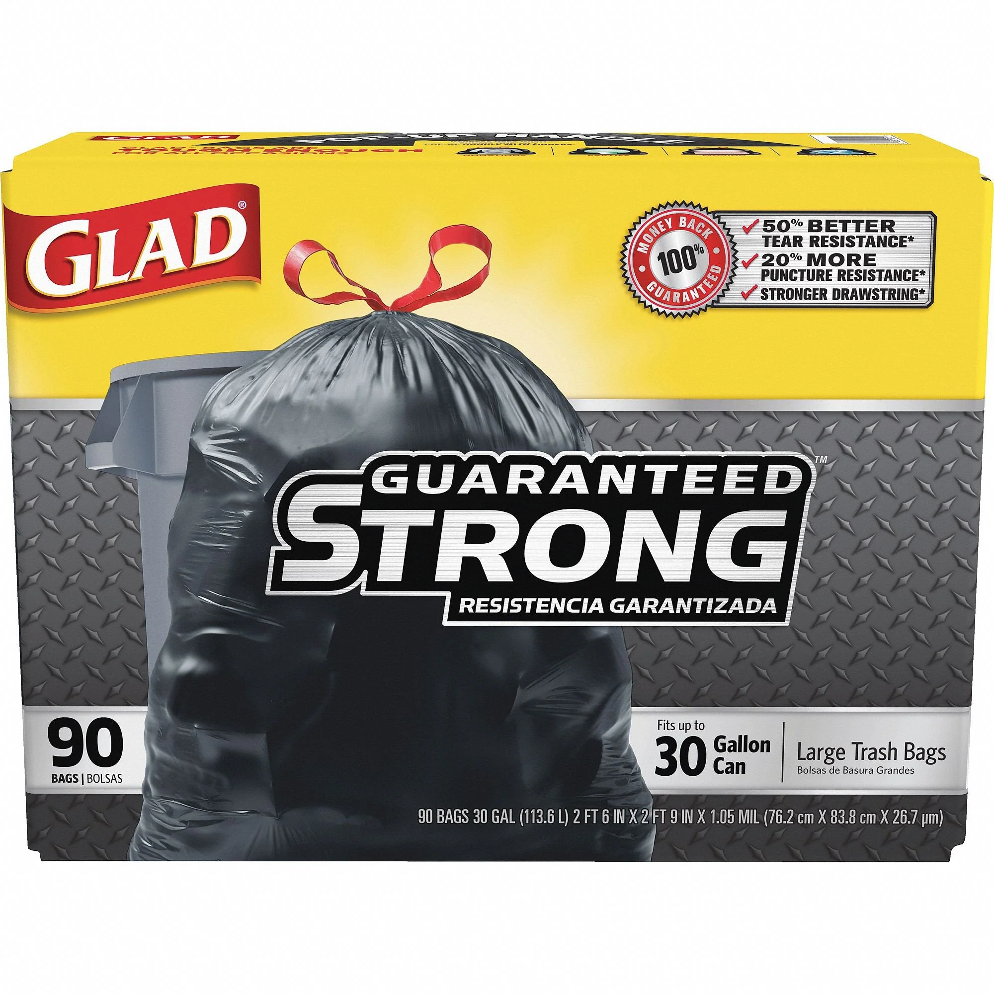 RJ Schinner Co Glad Trash Bag, Black, 30-gallon capacity (90/CS)
