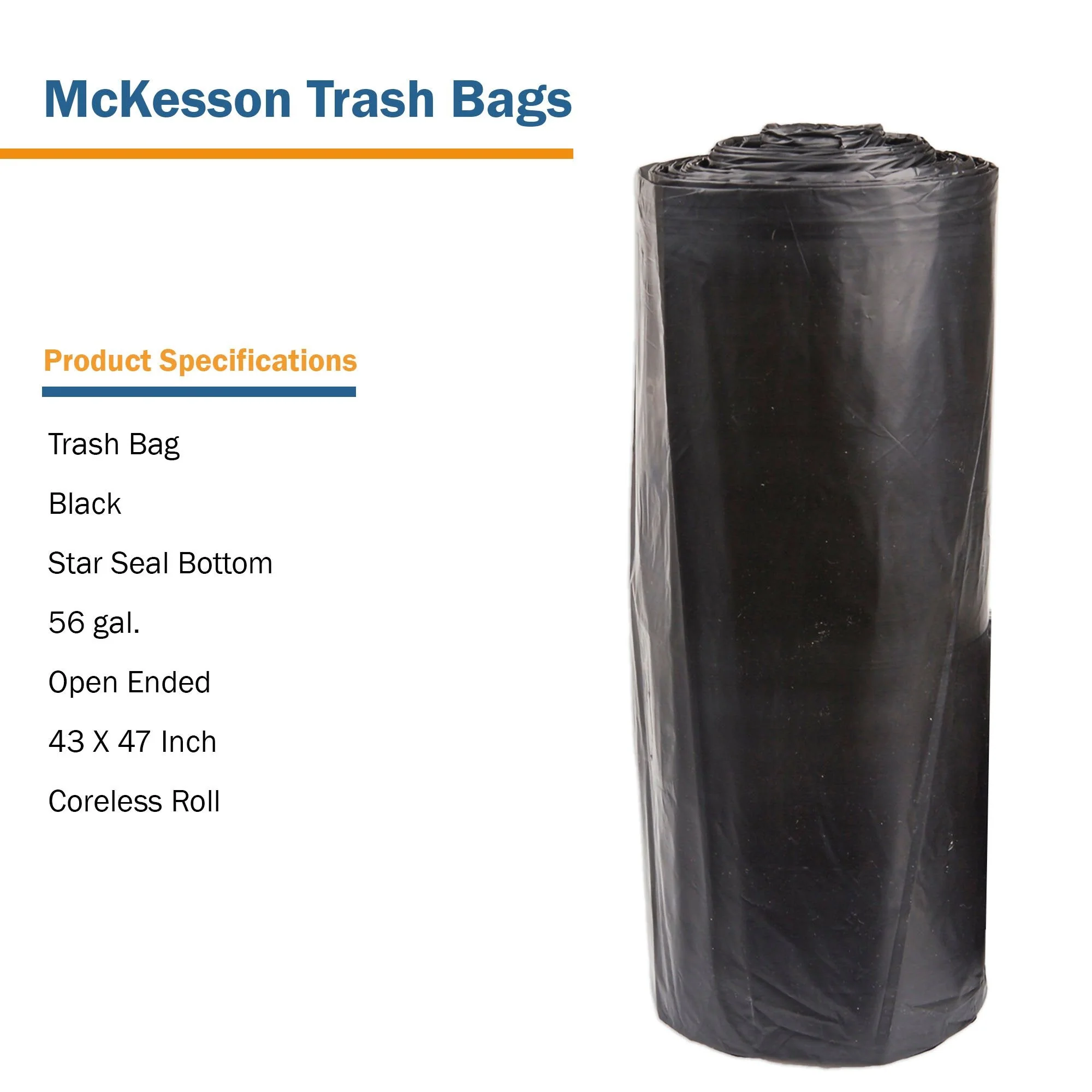 McKesson Brand McKesson Super Heavy Duty Trash Bag, Black, 56-gallon Capacity (100/CS) - Image 4