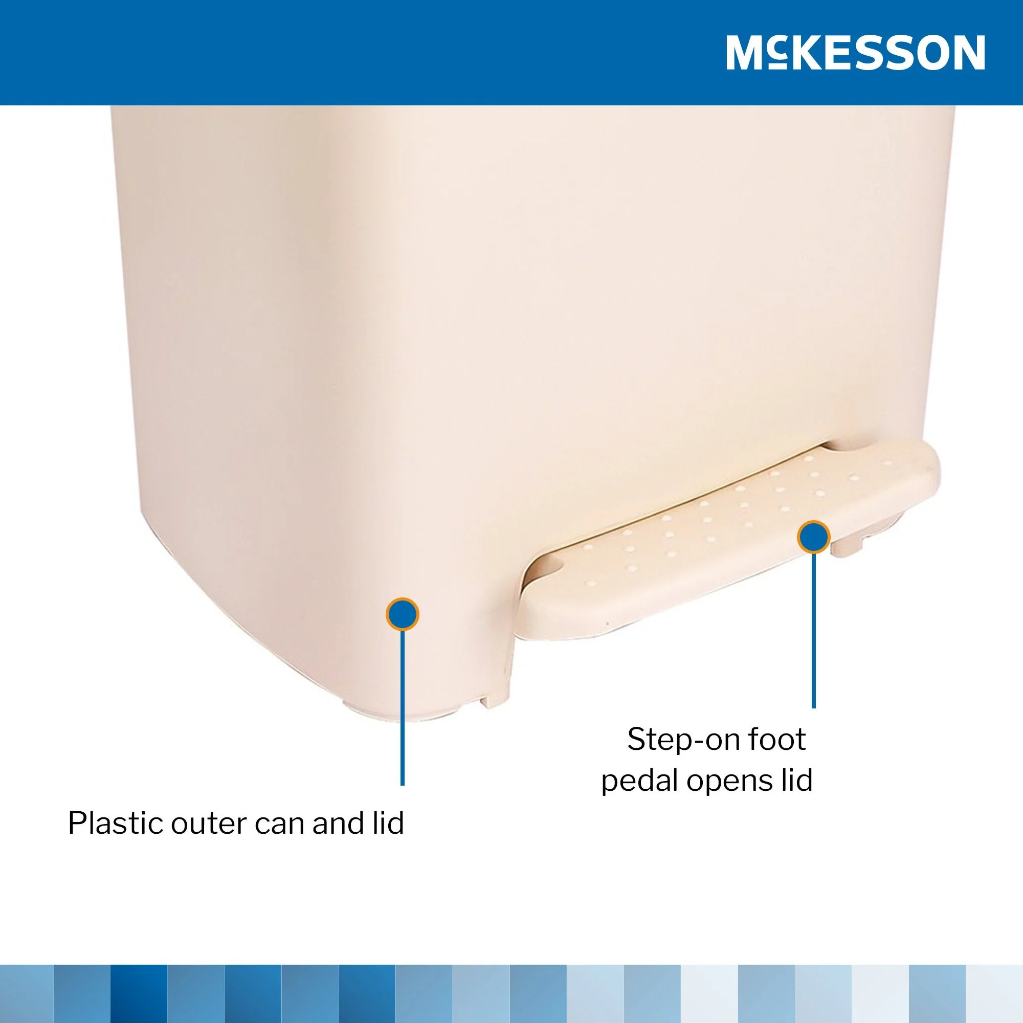 McKesson Brand McKesson Waste Can with Step-On Pedal, Beige, 15.16 x 14.76 x 26.57 Inch - Image 4