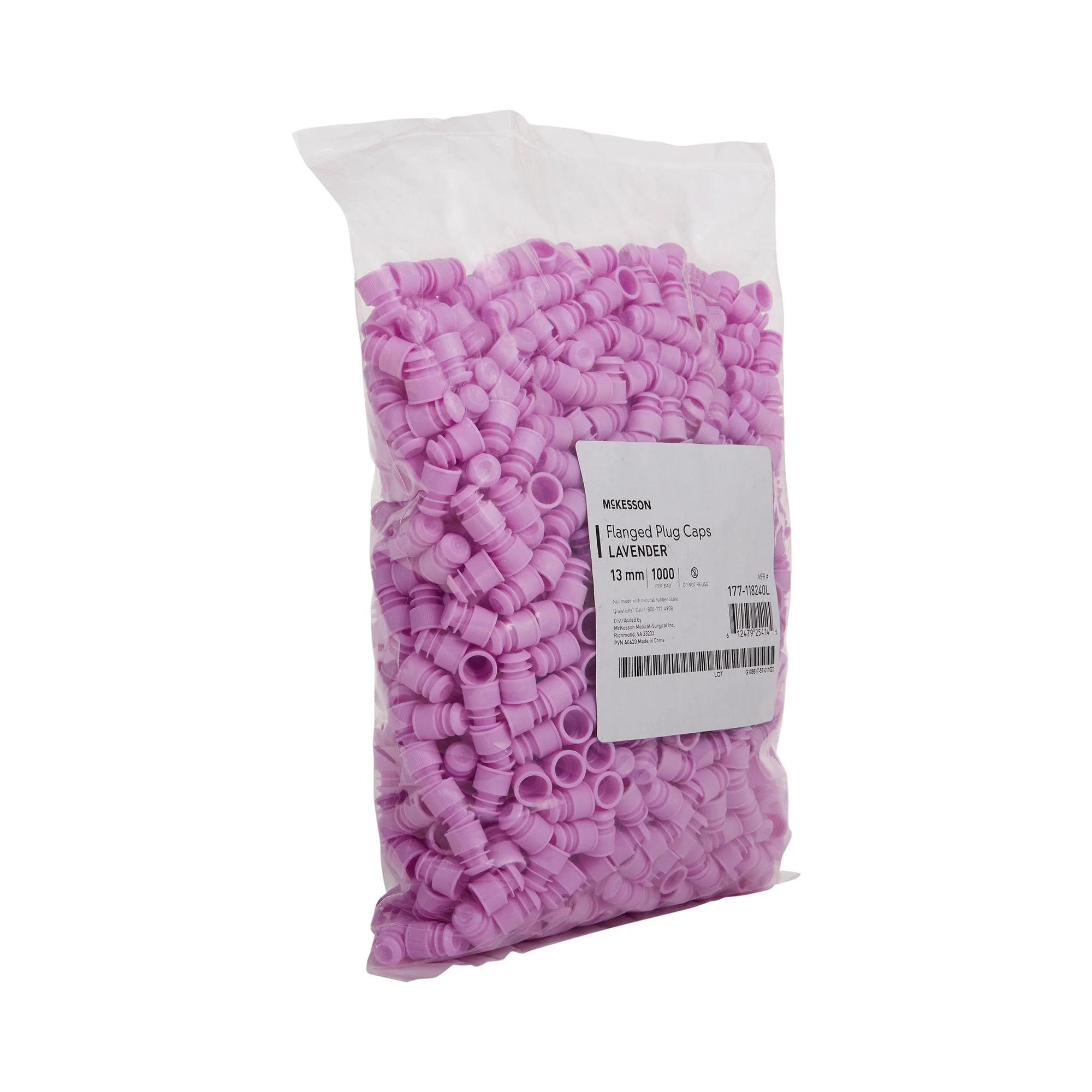 McKesson Brand McKesson Flanged Plug Cap, Lavender, Polyethylene, for Use with 13 mm Tubes (20000/CS) - Image 2