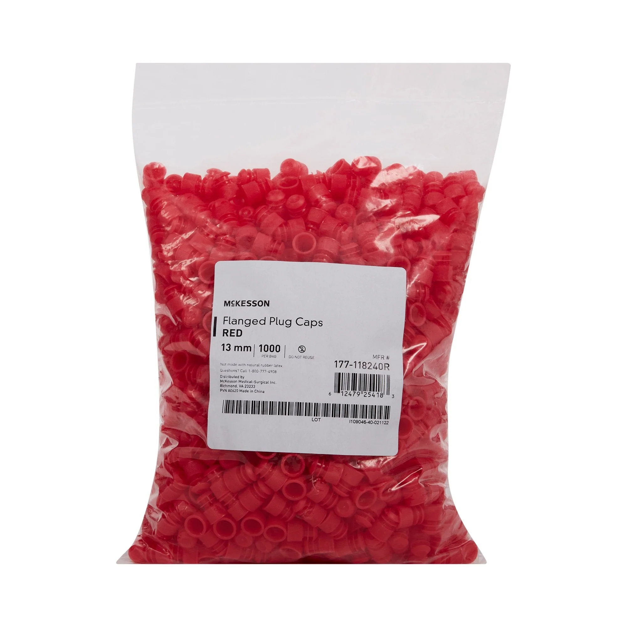 McKesson Brand McKesson Flanged Plug Cap, Red, Polyethylene, for Use with 13 mm Tubes (20000/CS) - Image 2