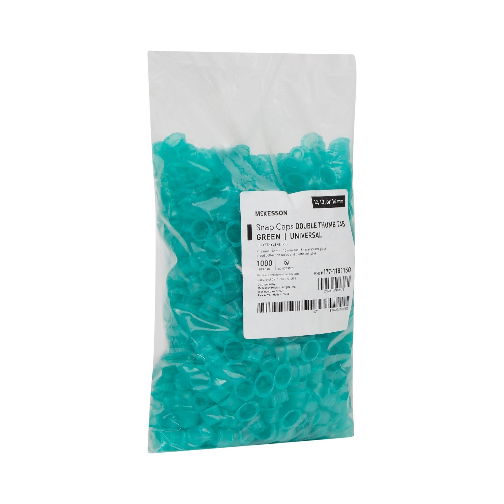 McKesson Brand McKesson Green Tube Closure, 12, 13 mm and 16 mm (1000/BG) - Image 3
