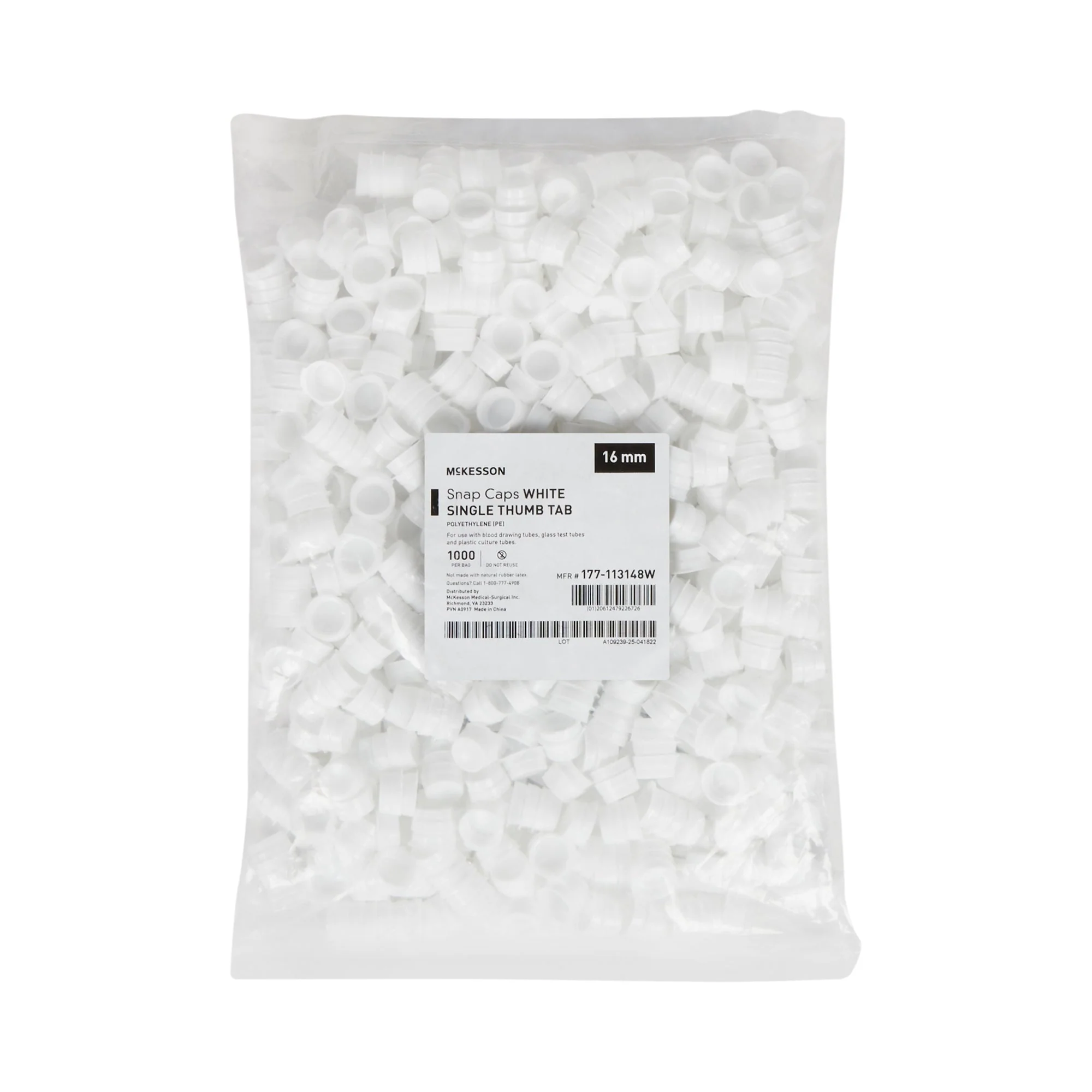 McKesson Brand McKesson White Tube Closure, 16 mm (1000/BG) - Image 2
