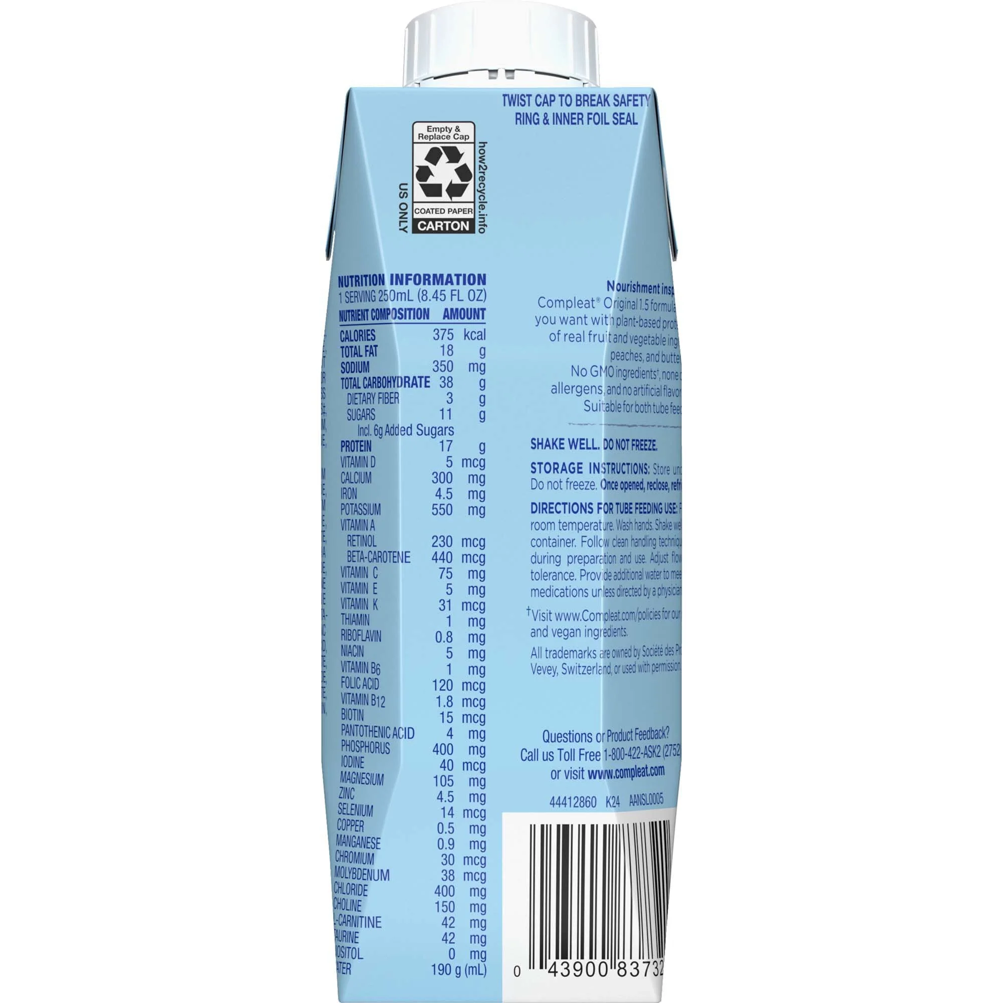 Nestle Healthcare Nutrition Compleat 1.5 Original Plant-Based Tube Feeding Formula, Fruit Medley, 250 mL (24/CS) - Image 2