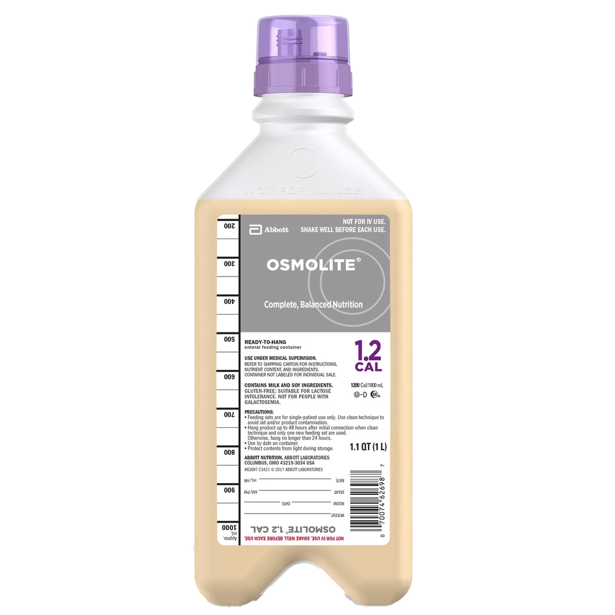 Abbott Nutrition Osmolite 1.2 Cal Tube Feeding Formula, 33.8-ounce bottle (8/CS)