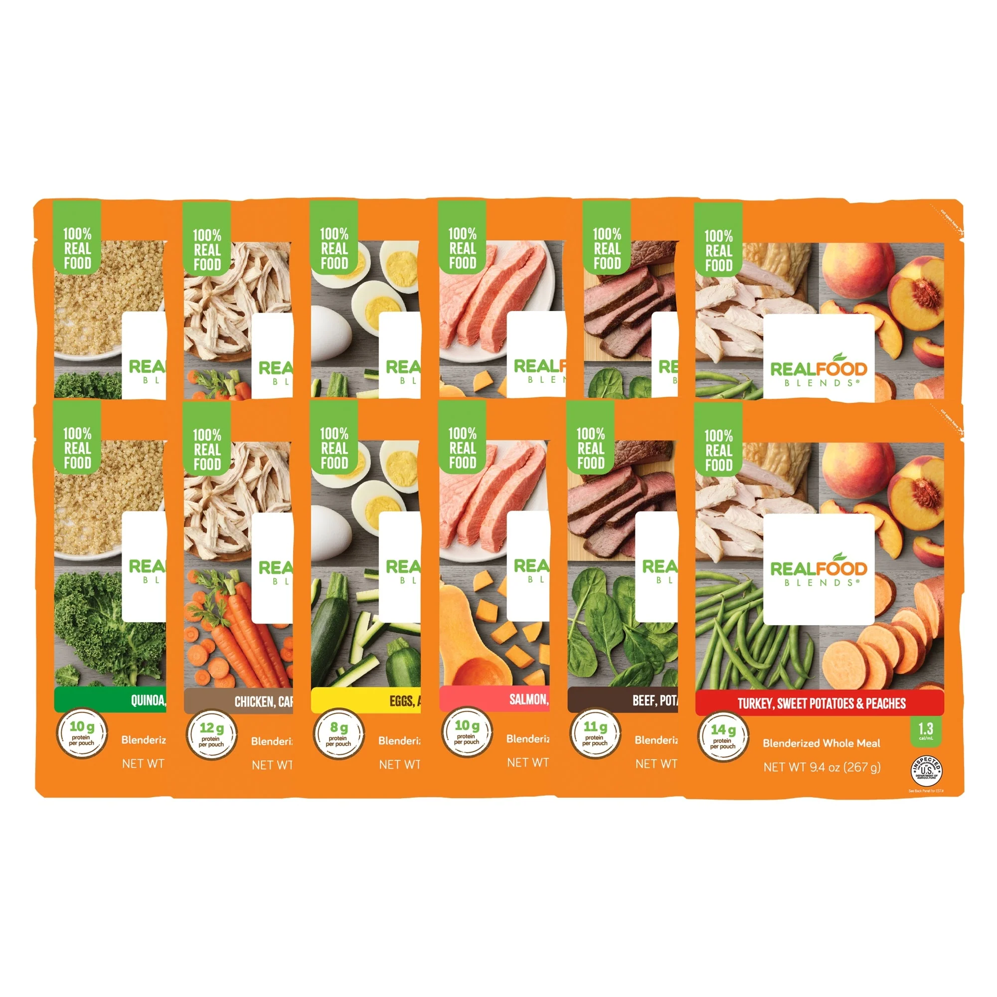 Nutritionals Medicinals Real Food Blends Variety Pack Pureed Food Blend for Tube Feed, 9.4-ounce pouch