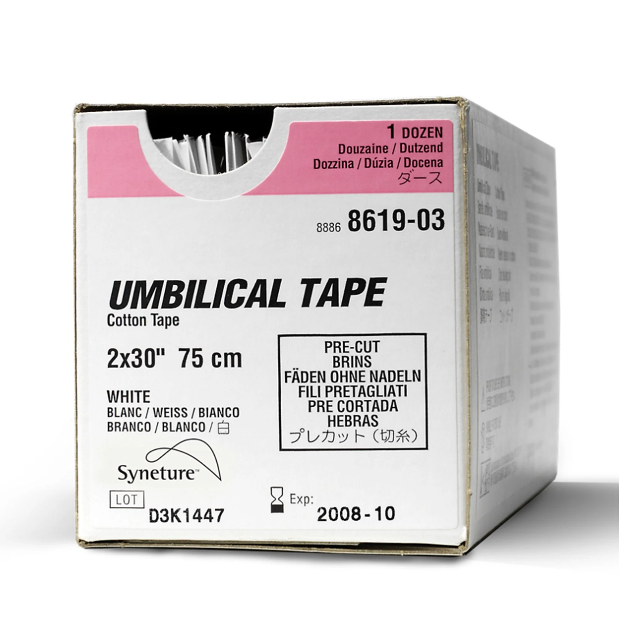Umbilical Tape Medtronic MITG Tape White Cotton NonRadiopaque Sterile 1/16 X 30 Inch