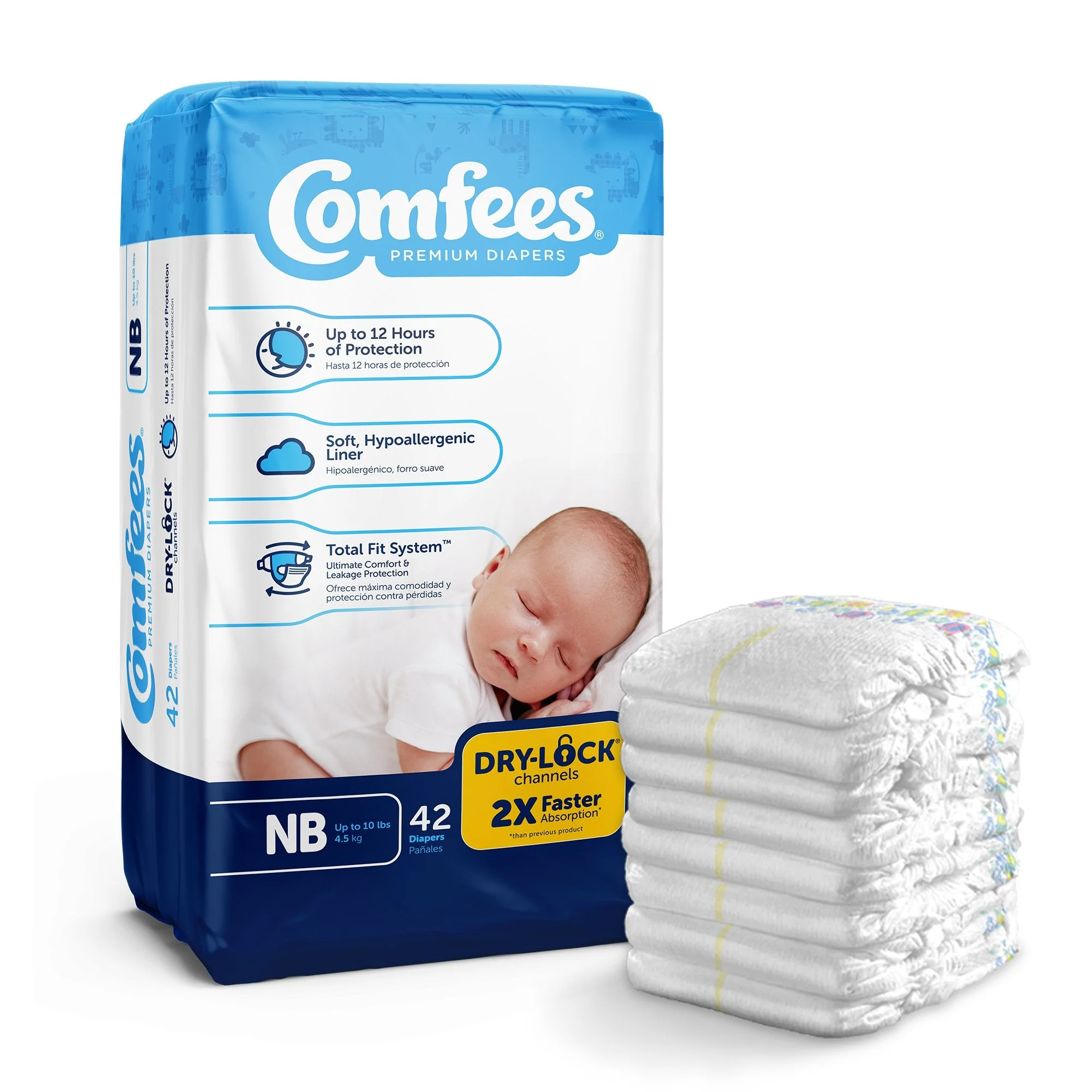 Attends Healthcare Products Attends Comfees Premium Baby Diapers, Unisex, Tab Closure, Newborn (168/CS)