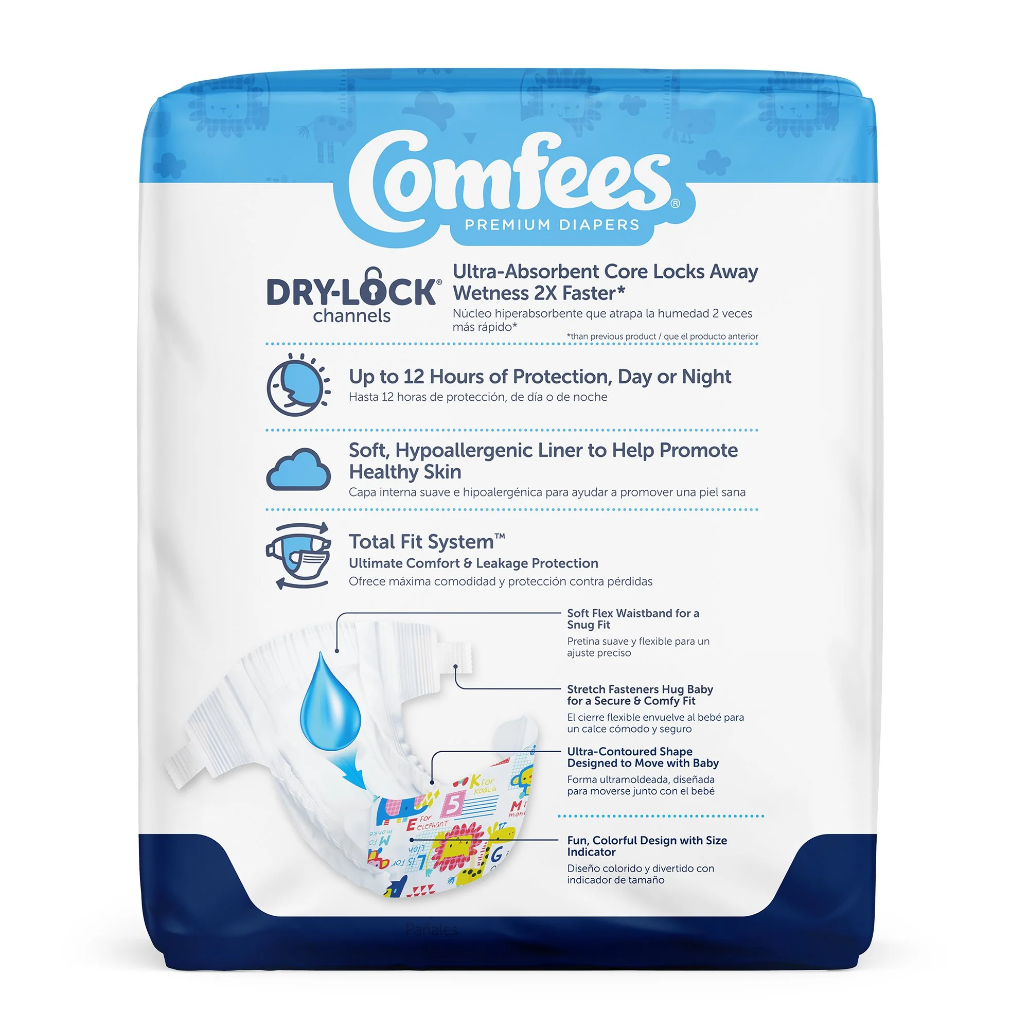 Attends Healthcare Products Attends Comfees Premium Baby Diapers, Unisex, Tab Closure, Size 5 (108/CS) - Image 3