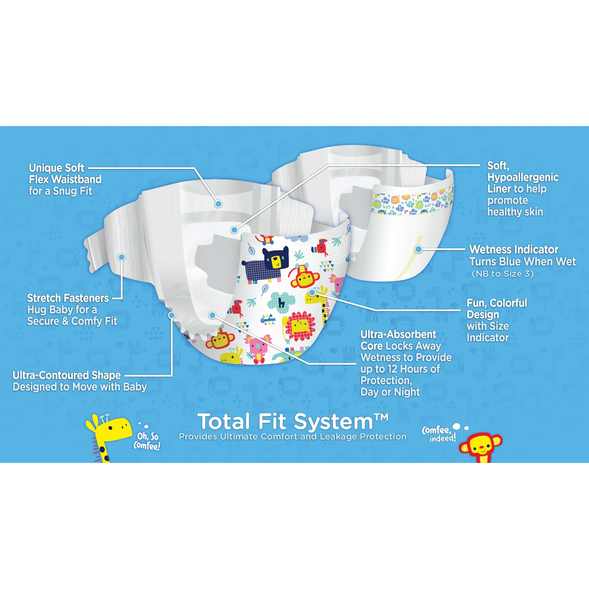 Attends Healthcare Products Attends Comfees Premium Baby Diapers, Tab Closure, Kid Design, Size 6 (92/CS) - Image 4