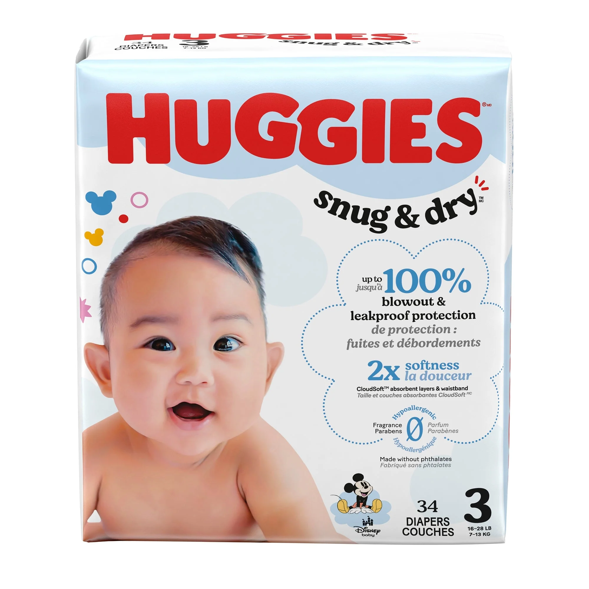 Kimberly Clark Unisex Baby Diaper Huggies Snug & Dry Size 3 Disposable Heavy Absorbency (136/CS)