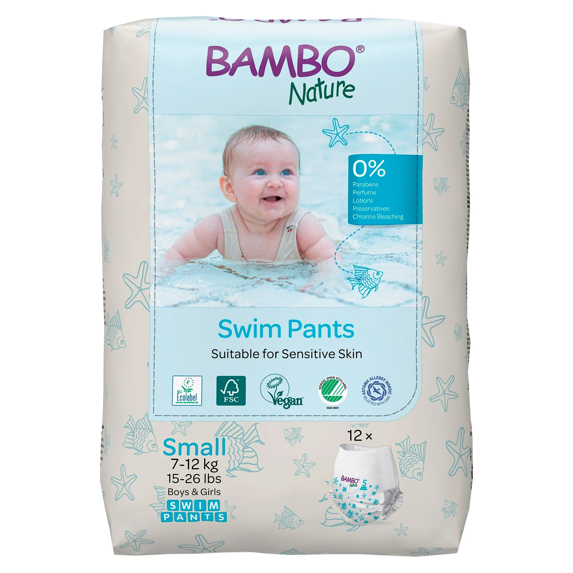 Abena North America Bambo Nature Swim Pants, Small, for Babies weighing 15 to 26 lbs. (120/CS) - Image 2