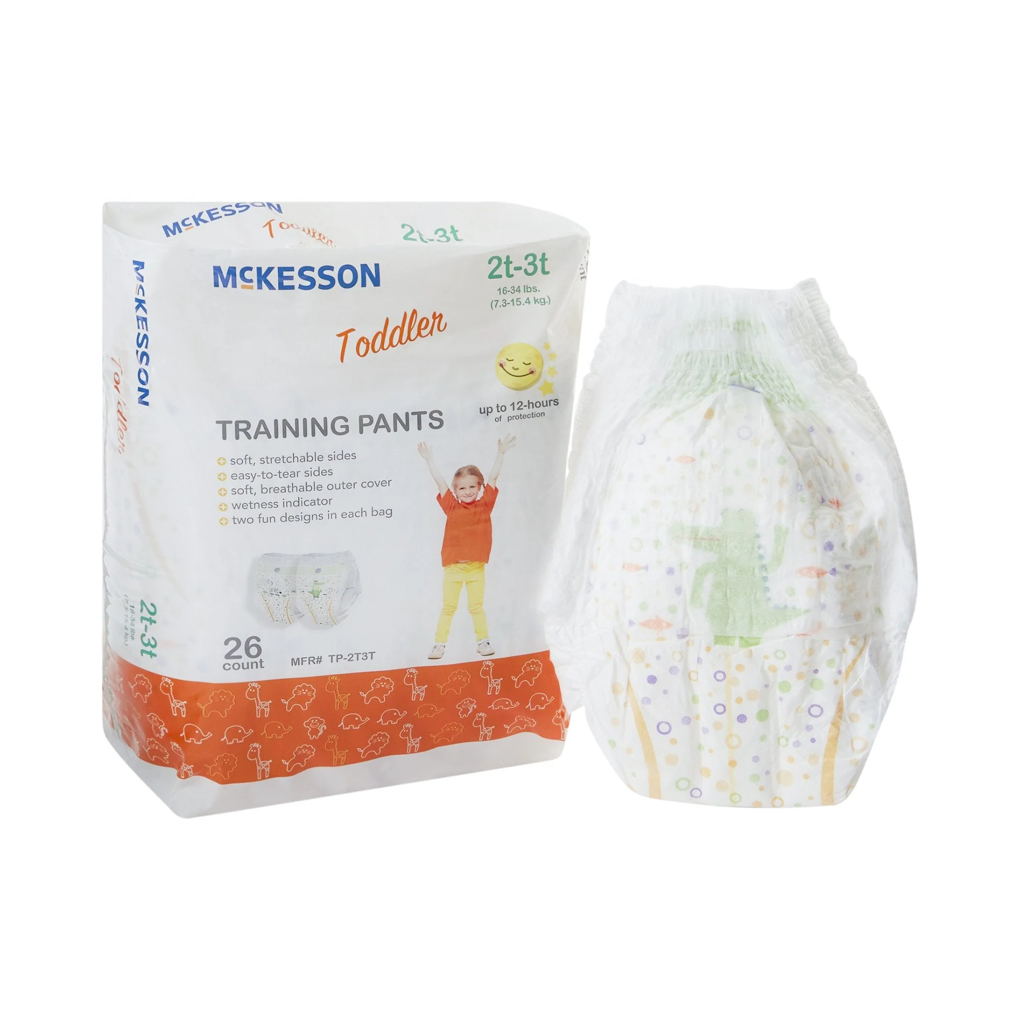 McKesson Brand McKesson Toddler Training Pants, 2T to 3T for Children weighing 16 – 34 lbs. (4/CS) - Image 2