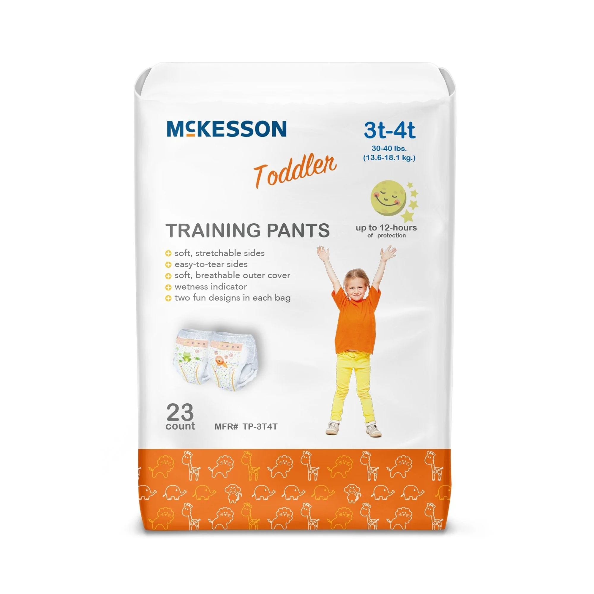 McKesson Brand McKesson Toddler Training Pants, 3T to 4T for Children weighing 30 – 40 lbs. (4/CS)