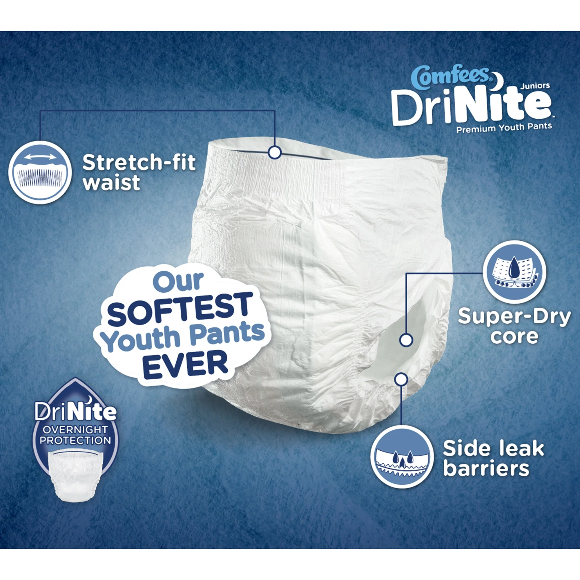 Attends Healthcare Products Comfees DriNite Juniors Youth Heavy Absorbent Underwear Large / Extra Large (80/CS) - Image 4