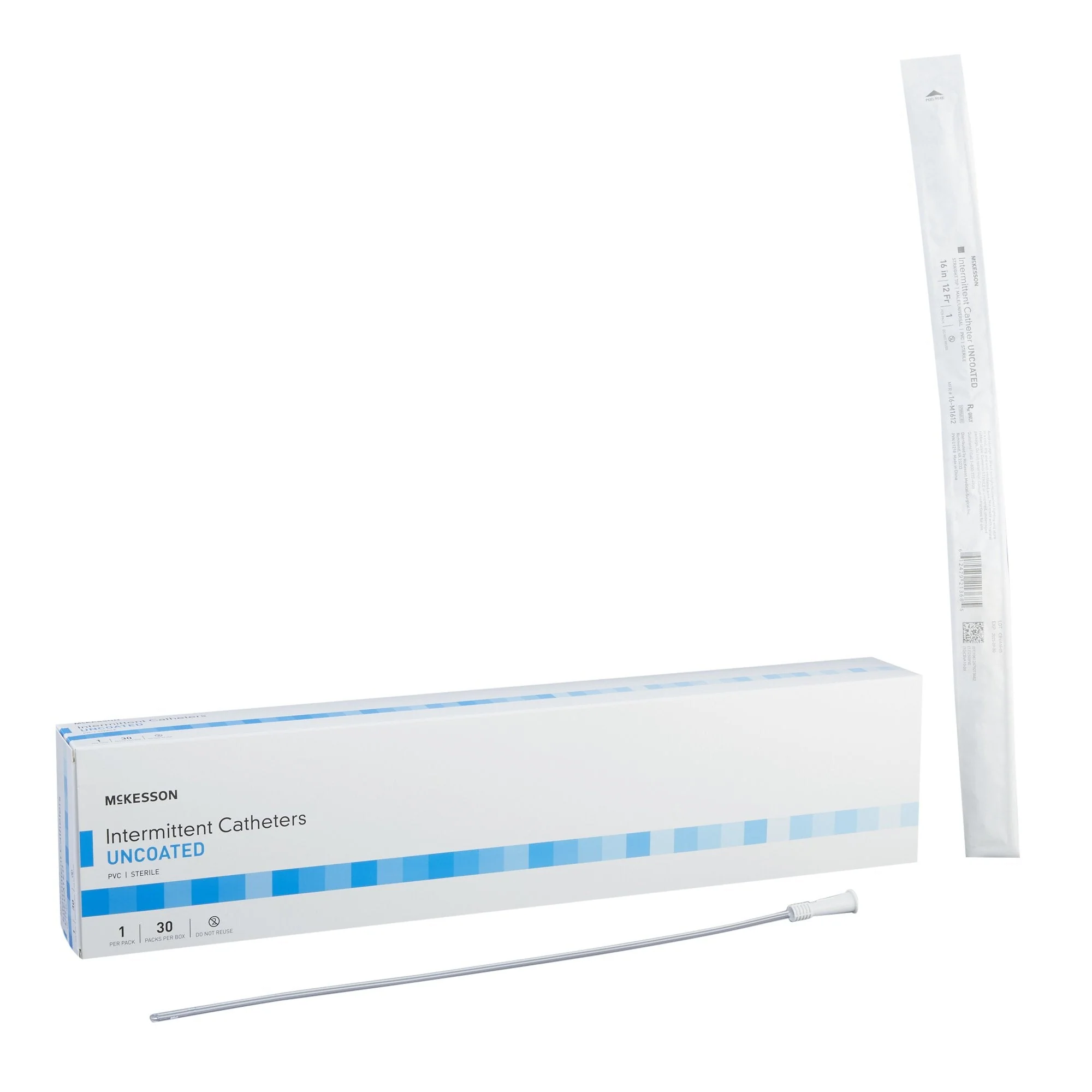 Urethral Catheter McKesson Straight Tip Uncoated PVC 12 Fr. 16 Inch Length