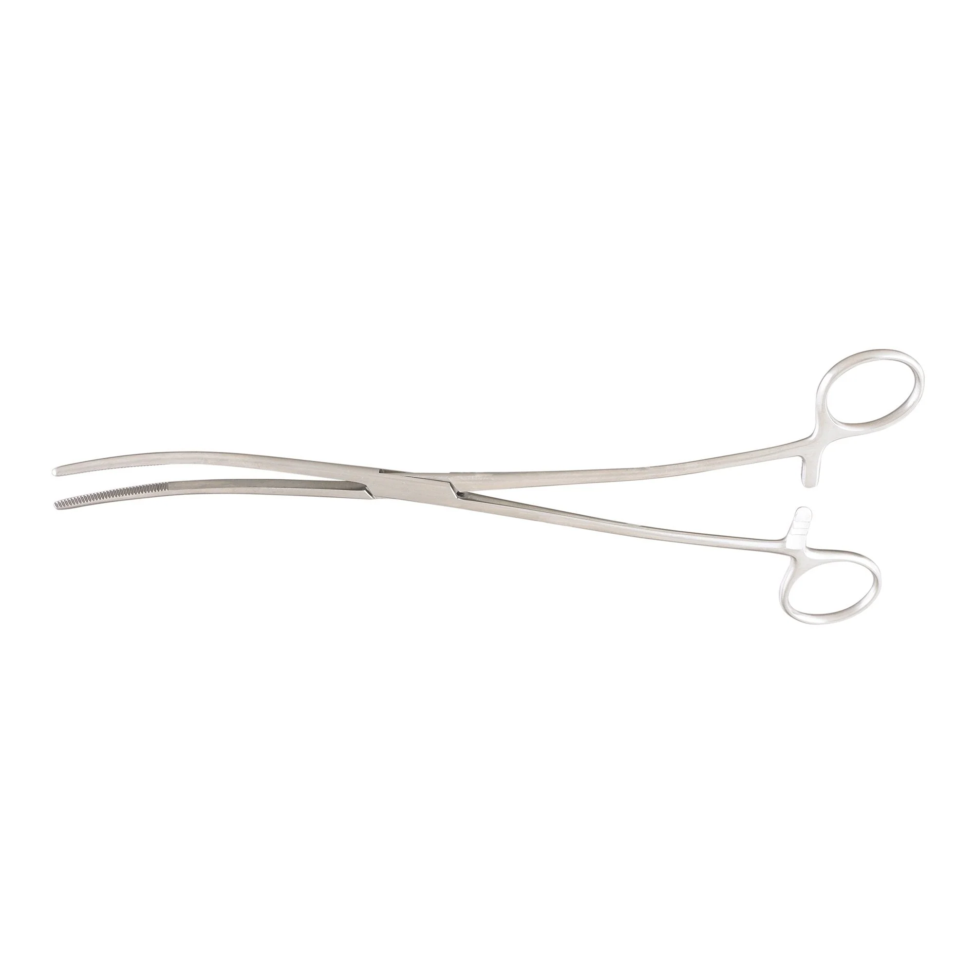 Uterine Dressing Forceps McKesson Argent Bozeman 10-1/2 Inch Length OR / Surgical Grade German Stainless Steel NonSterile Locking Finger Ring Handle Double Curved Serrated Tips