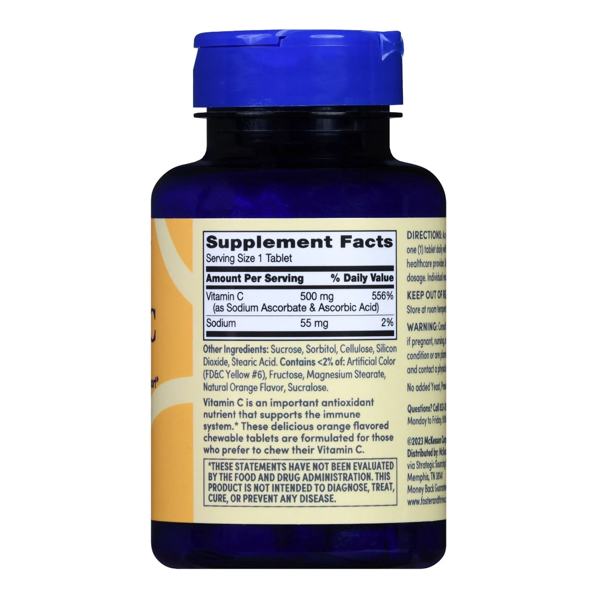 McKesson Brand Foster & Thrive Chewable Vitamin C 500 mg Tablets Natural Orange - Image 2