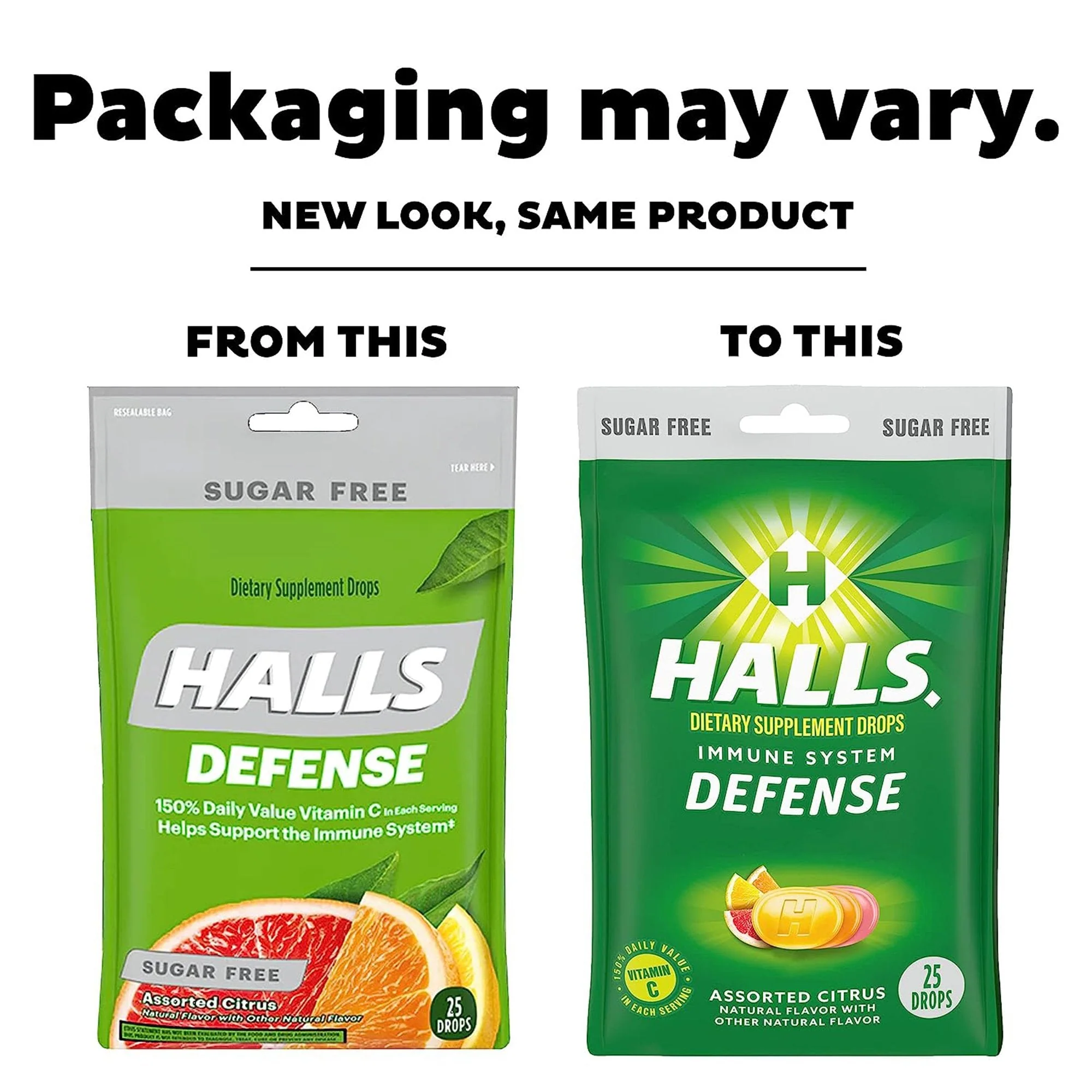 Dot Foods - Mondelez Halls Defense Dietary Supplement Drops Sugar Free Assorted Citrus - Image 2