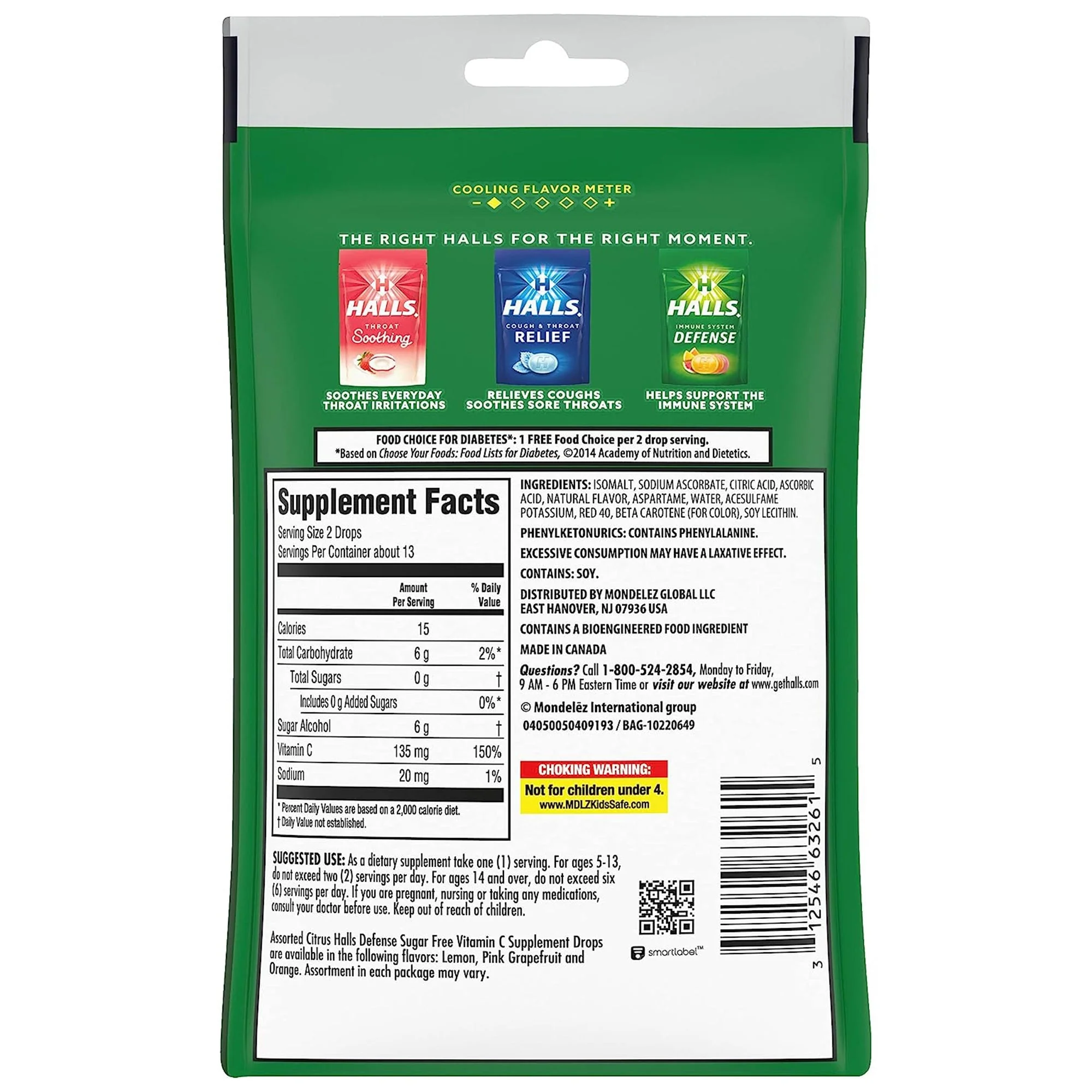 Dot Foods - Mondelez Halls Defense Dietary Supplement Drops Sugar Free Assorted Citrus - Image 4