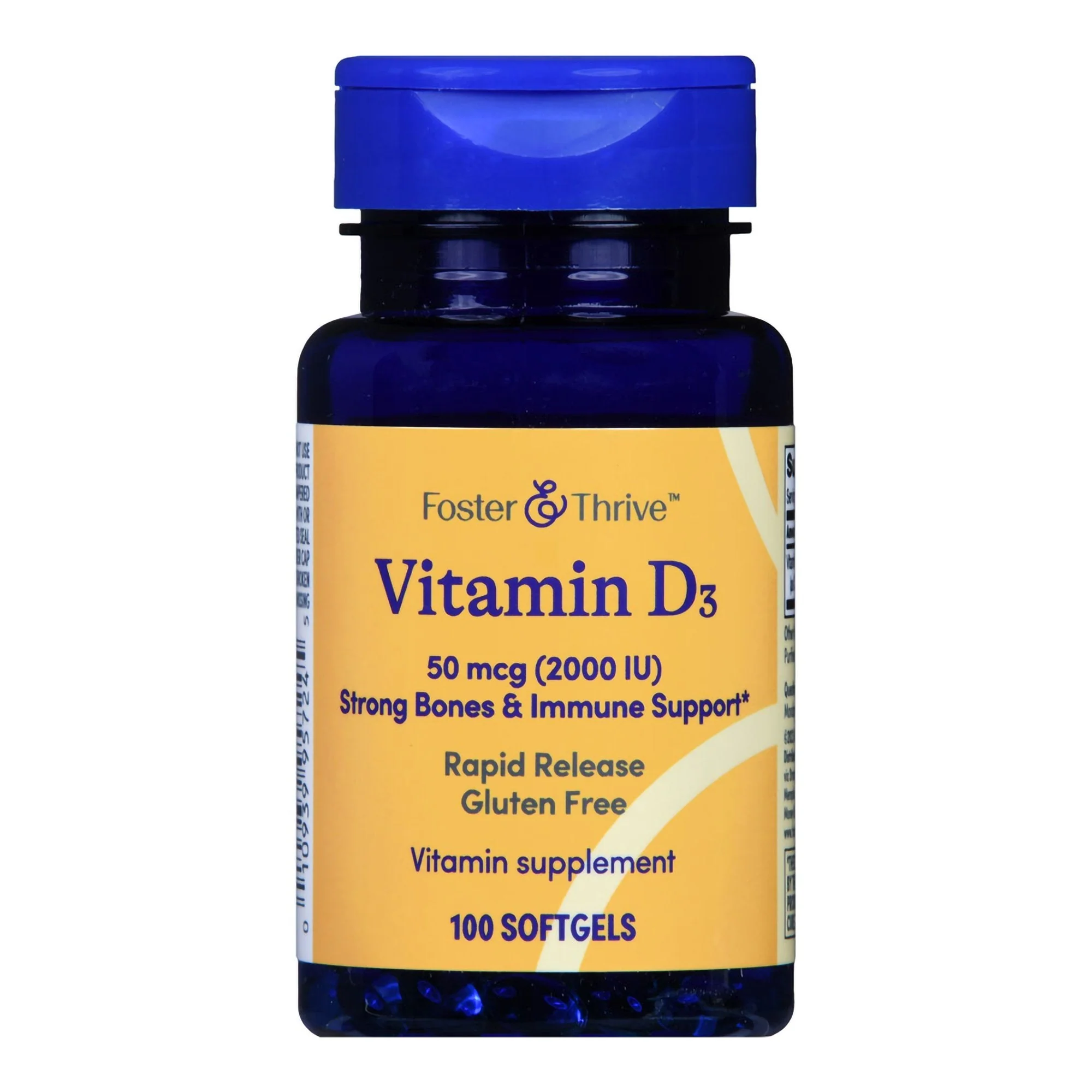 McKesson Brand Foster & Thrive Vitamin D-3 50 mcg (2000 IU) Rapid Release Softgels