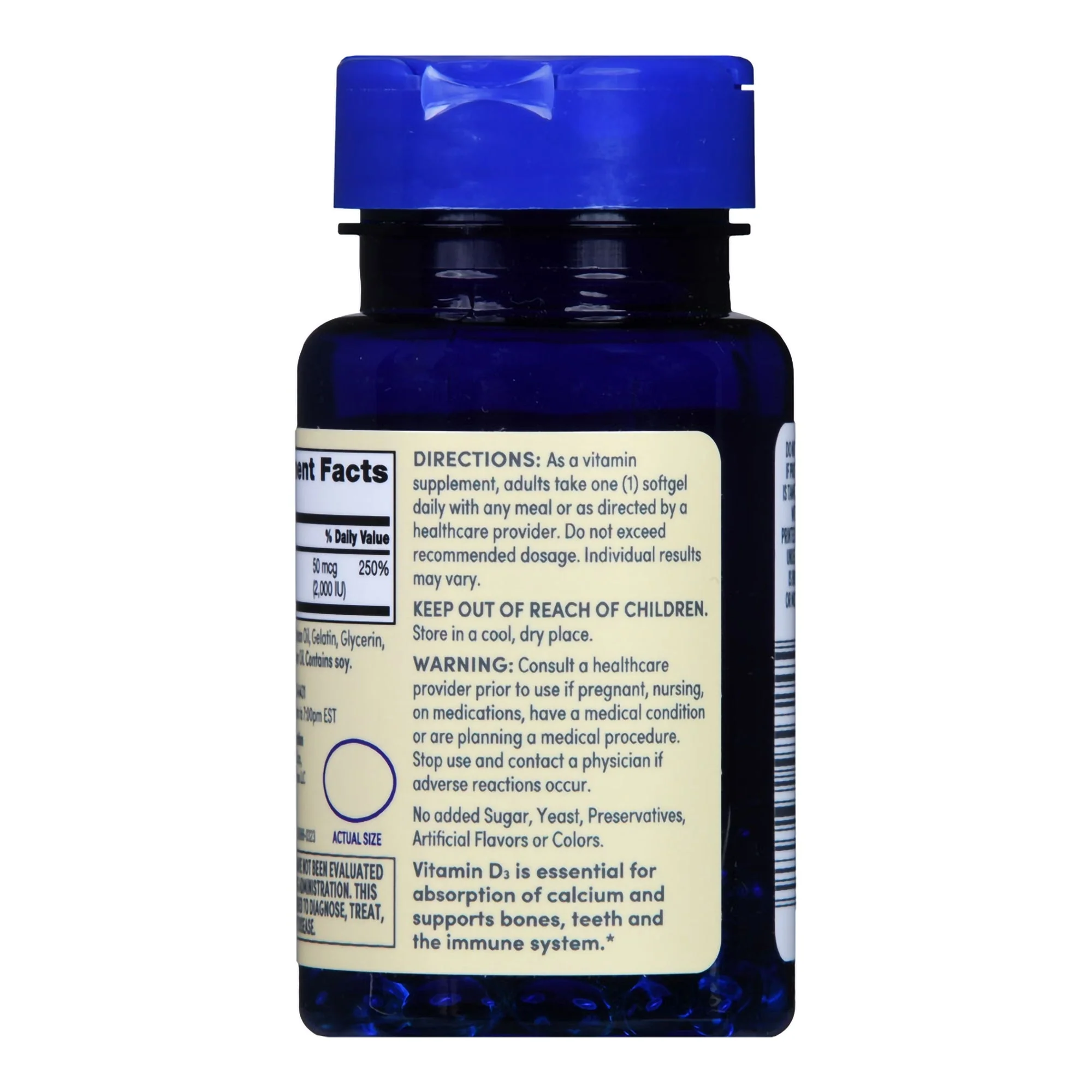 McKesson Brand Foster & Thrive Vitamin D-3 50 mcg (2000 IU) Rapid Release Softgels - Image 3