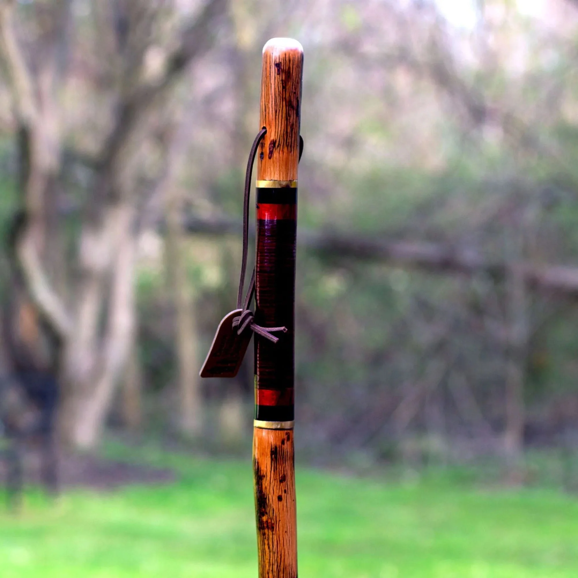 Mabis Healthcare Brazos Exotic Leather Safari Hickory Rustic Walking Stick, 55-Inch - Image 5