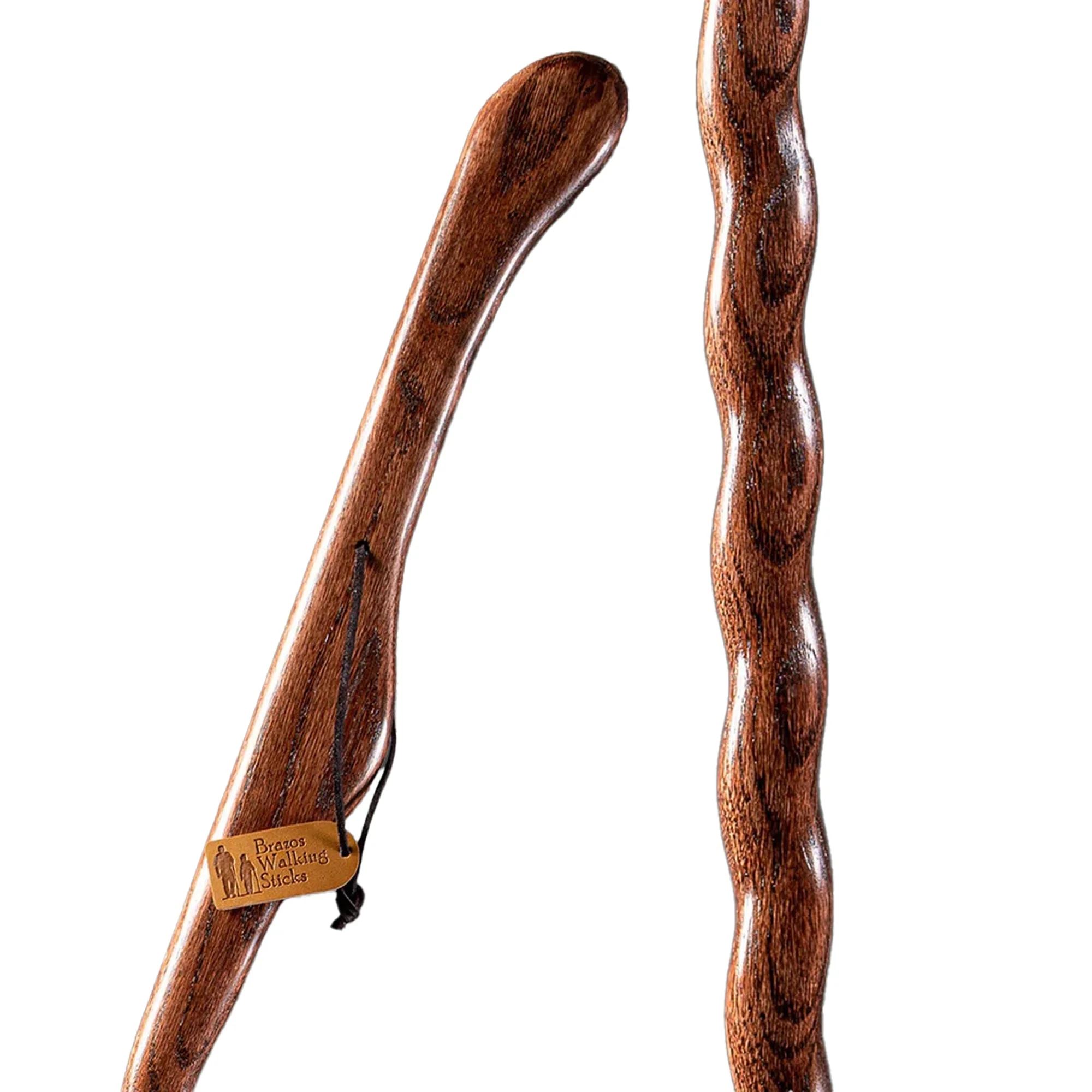 Mabis Healthcare Brazos Twisted Oak Hitchhiker Handcrafted Walking Stick, 48-Inch, Red - Image 2