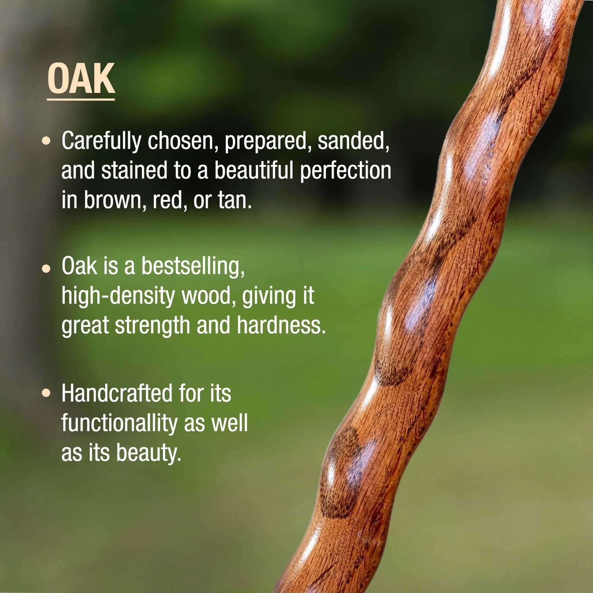 Mabis Healthcare Brazos Twisted Oak Hitchhiker Handcrafted Walking Stick, 48-Inch, Red - Image 4