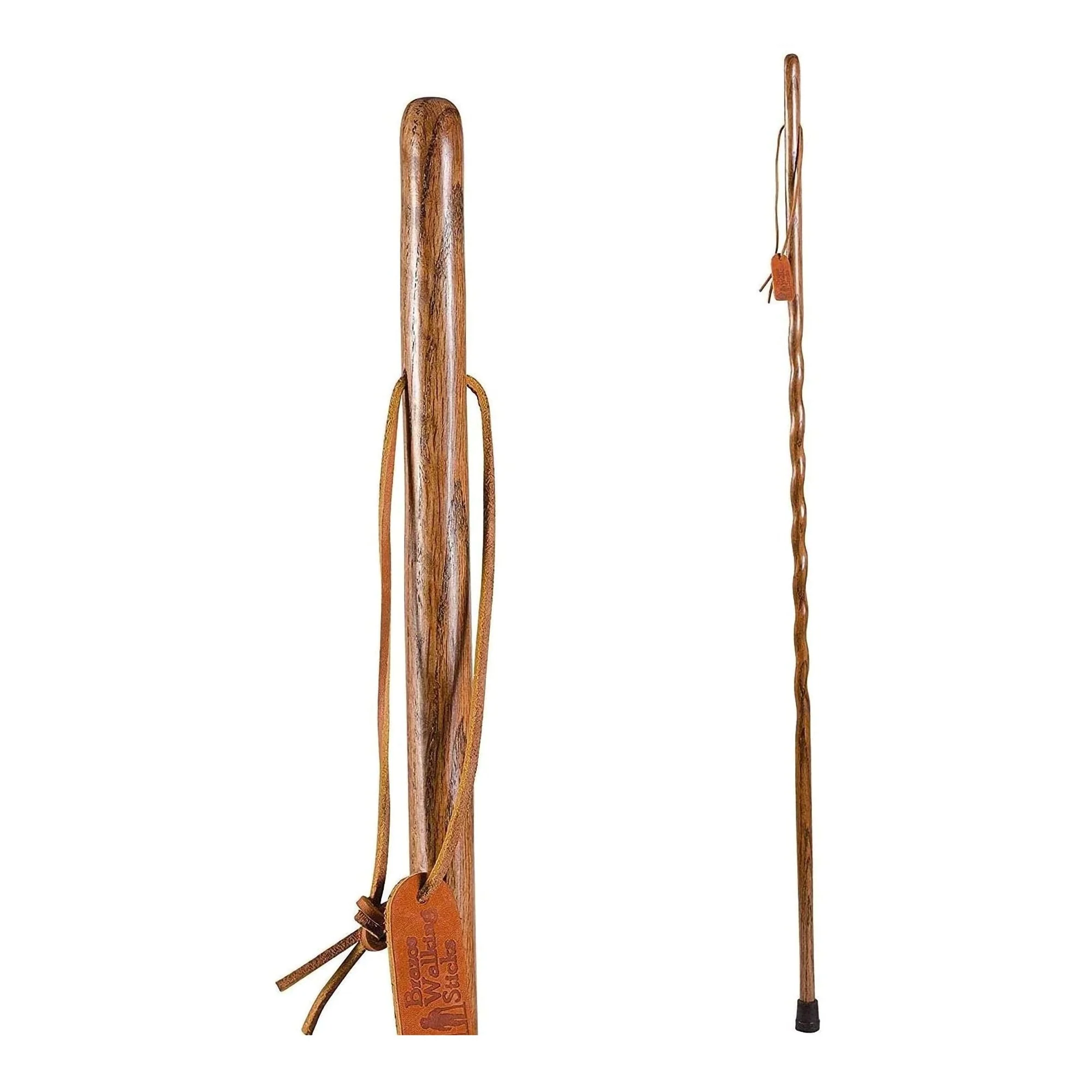 Mabis Healthcare Brazos Twisted Oak Hitchhiker Handcrafted Walking Stick, 58-Inch, Brown