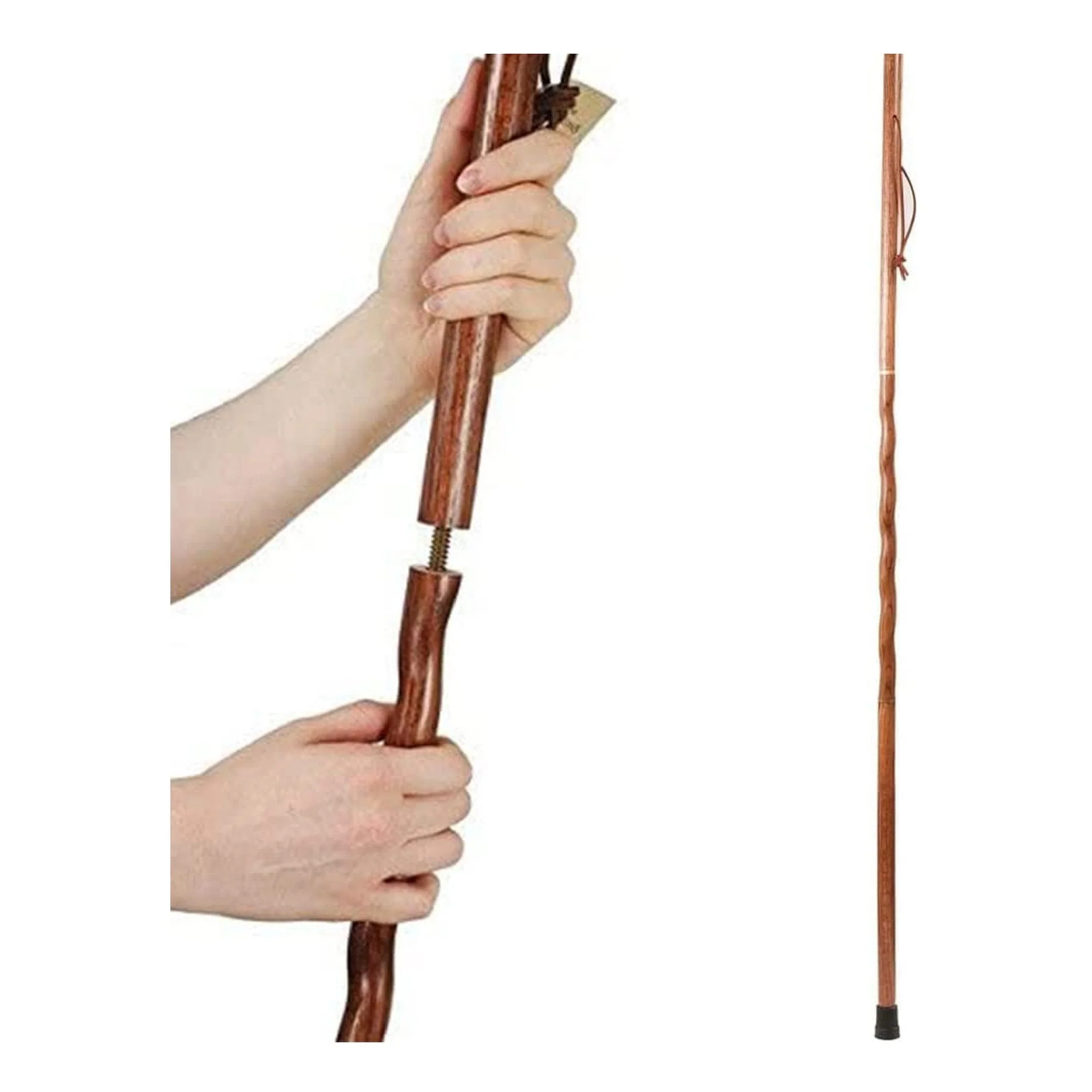 Mabis Healthcare Brazos Twisted Oak Traveler's Handcrafted Walking Stick, 55-Inch, Red - Image 3