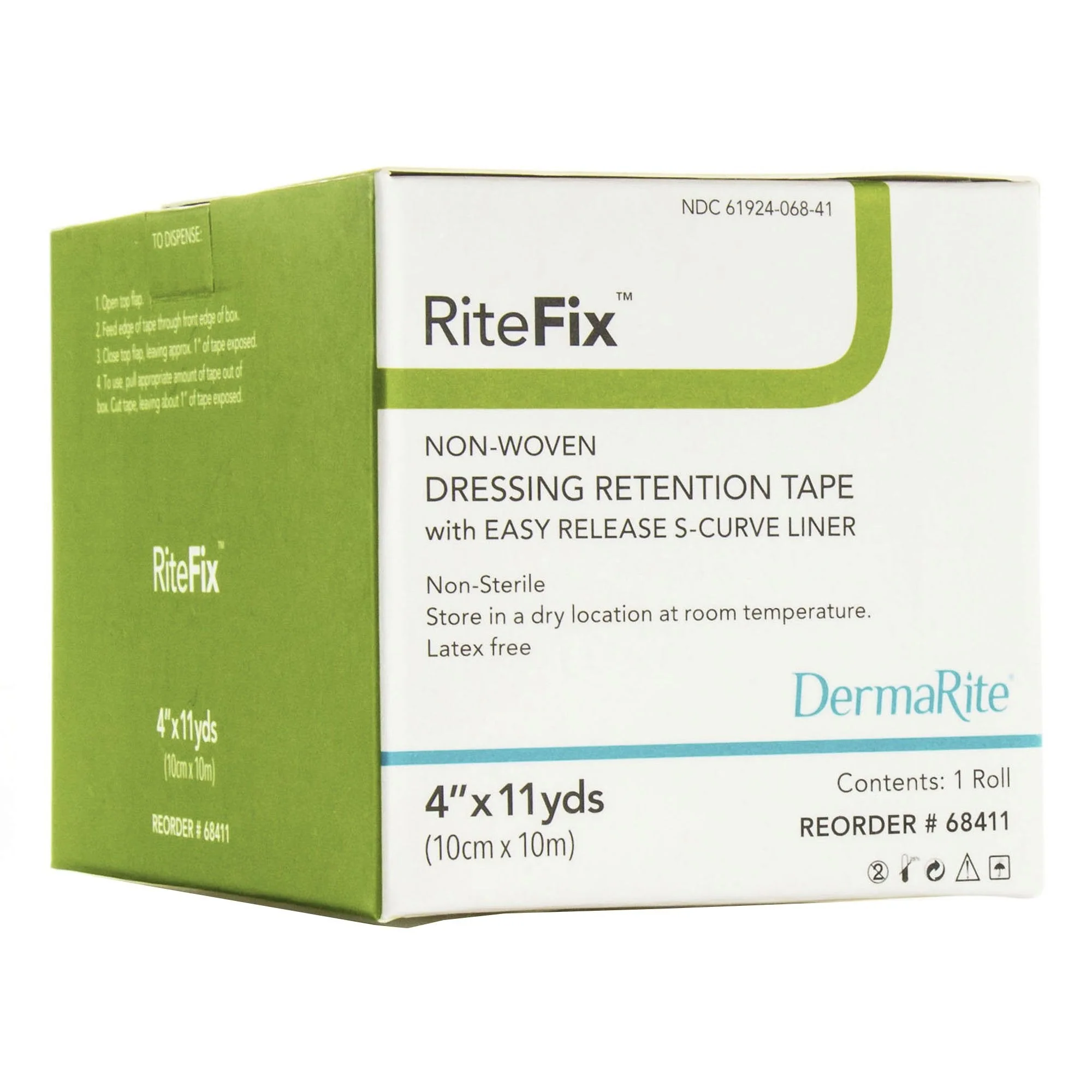 Sion Brands LLC RiteFix Nonwoven Dressing Retention Tape, 4 Inch x 11 Yard, White