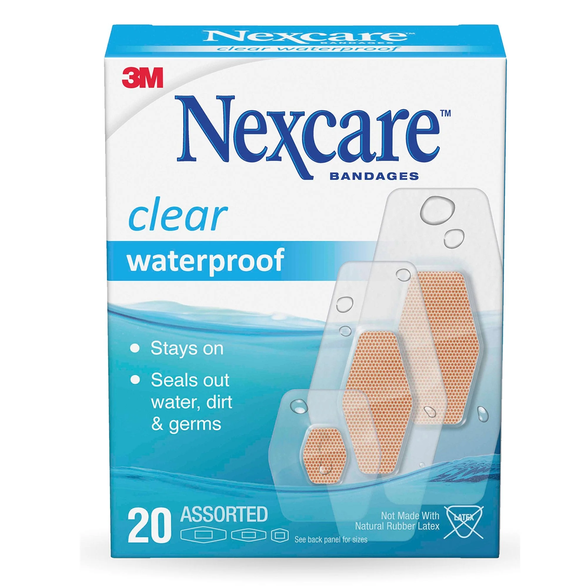 3M Company 3M Nexcare Waterproof Adhesive Strip, Assorted Sizes (20/BX)
