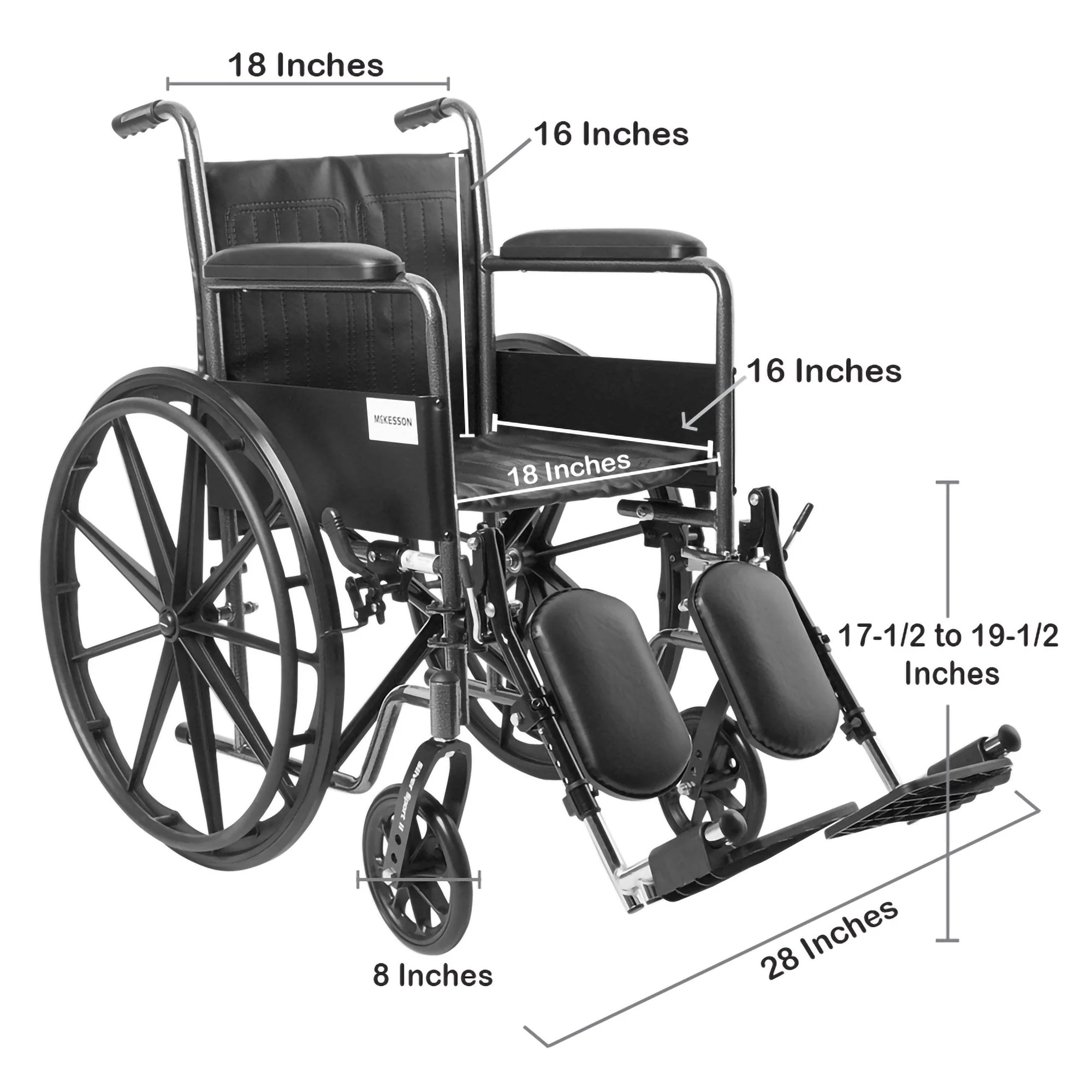 McKesson Brand McKesson Wheelchair, 18 Inch Seat Width - Image 3